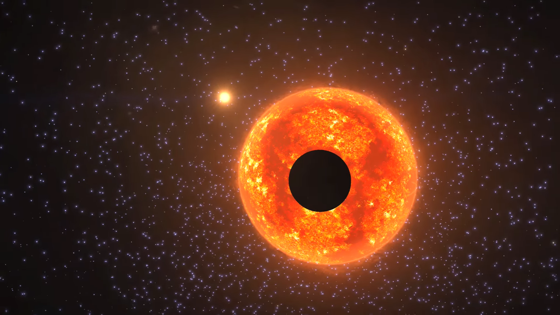 Planet transiting a star in outer space HD Wallpaper
