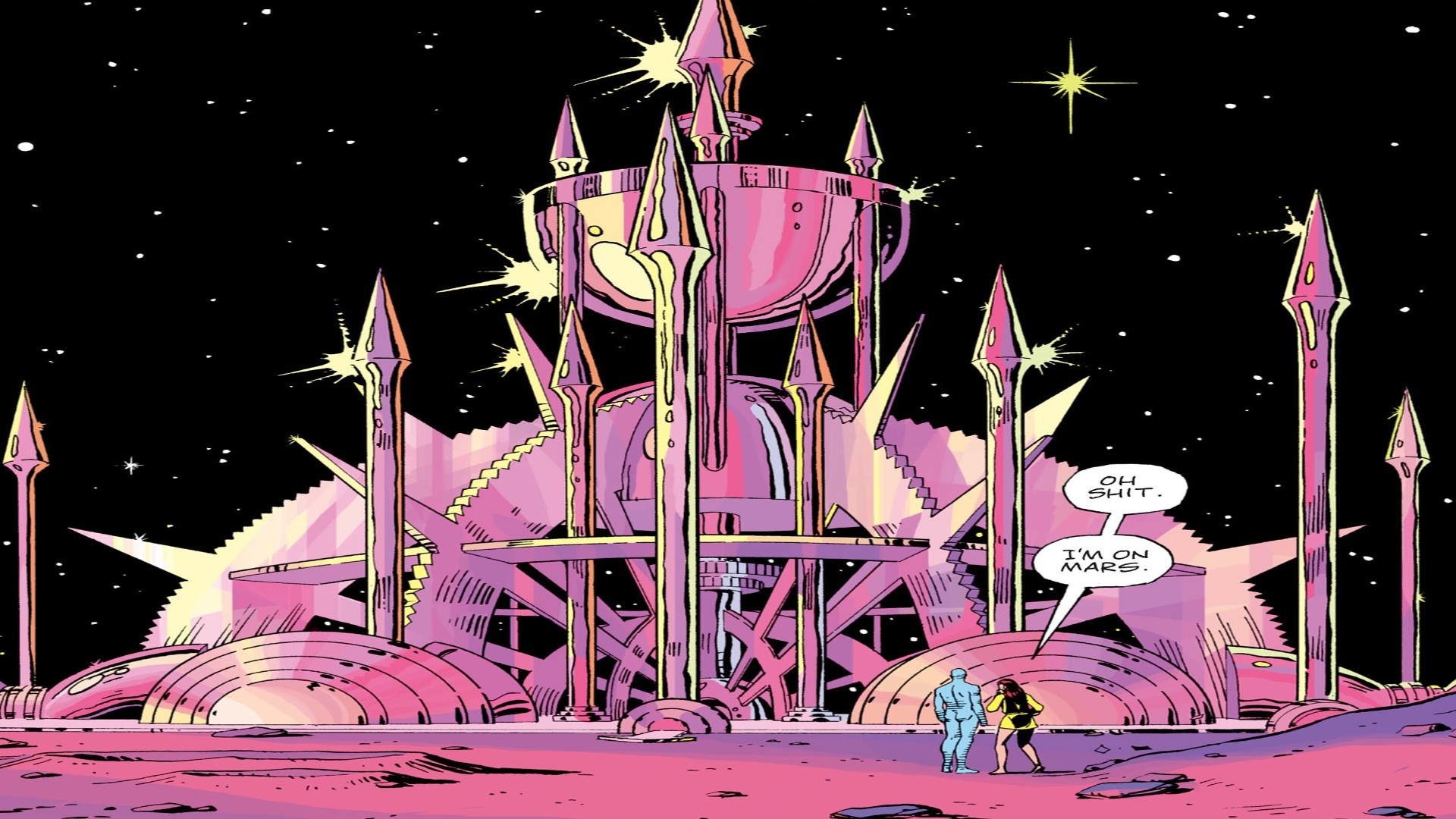 Dr. Manhattan and Silk Spectre on Mars from Watchmen HD Wallpaper
