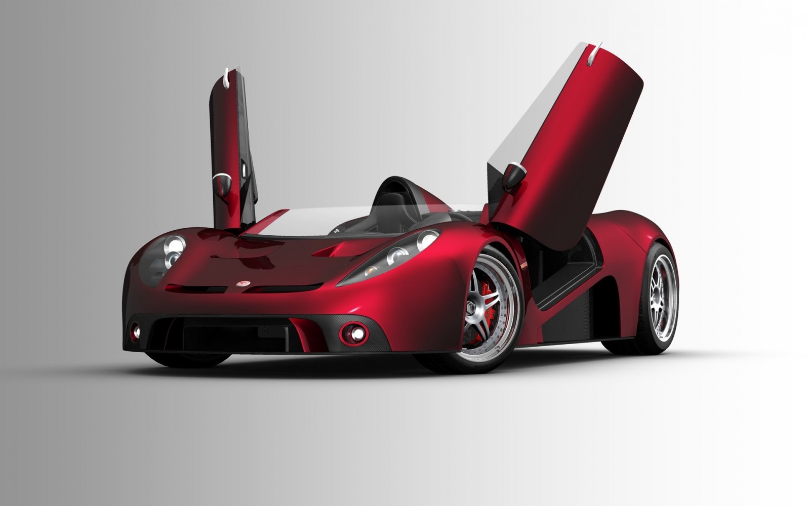 Red supercar with doors open HD Wallpaper