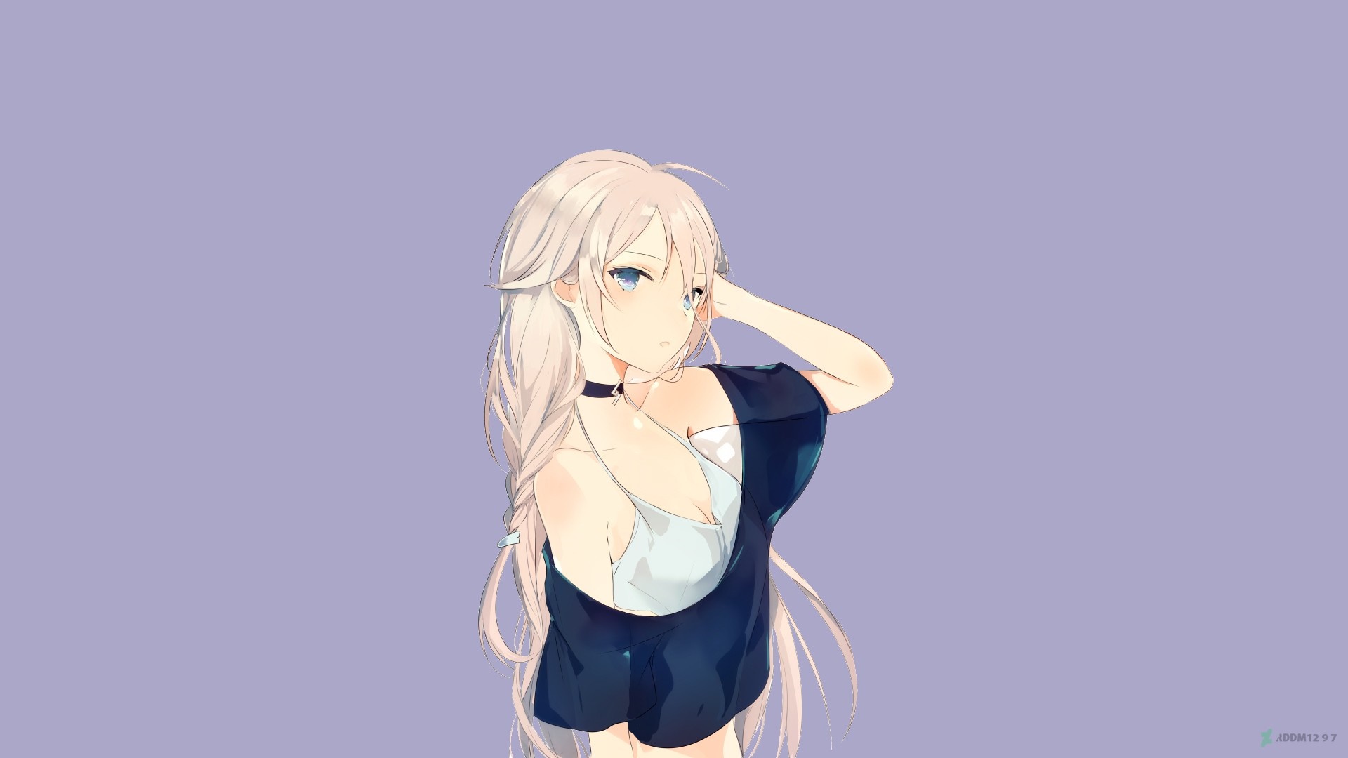 Anime girl with white hair and blue eyes HD Wallpaper