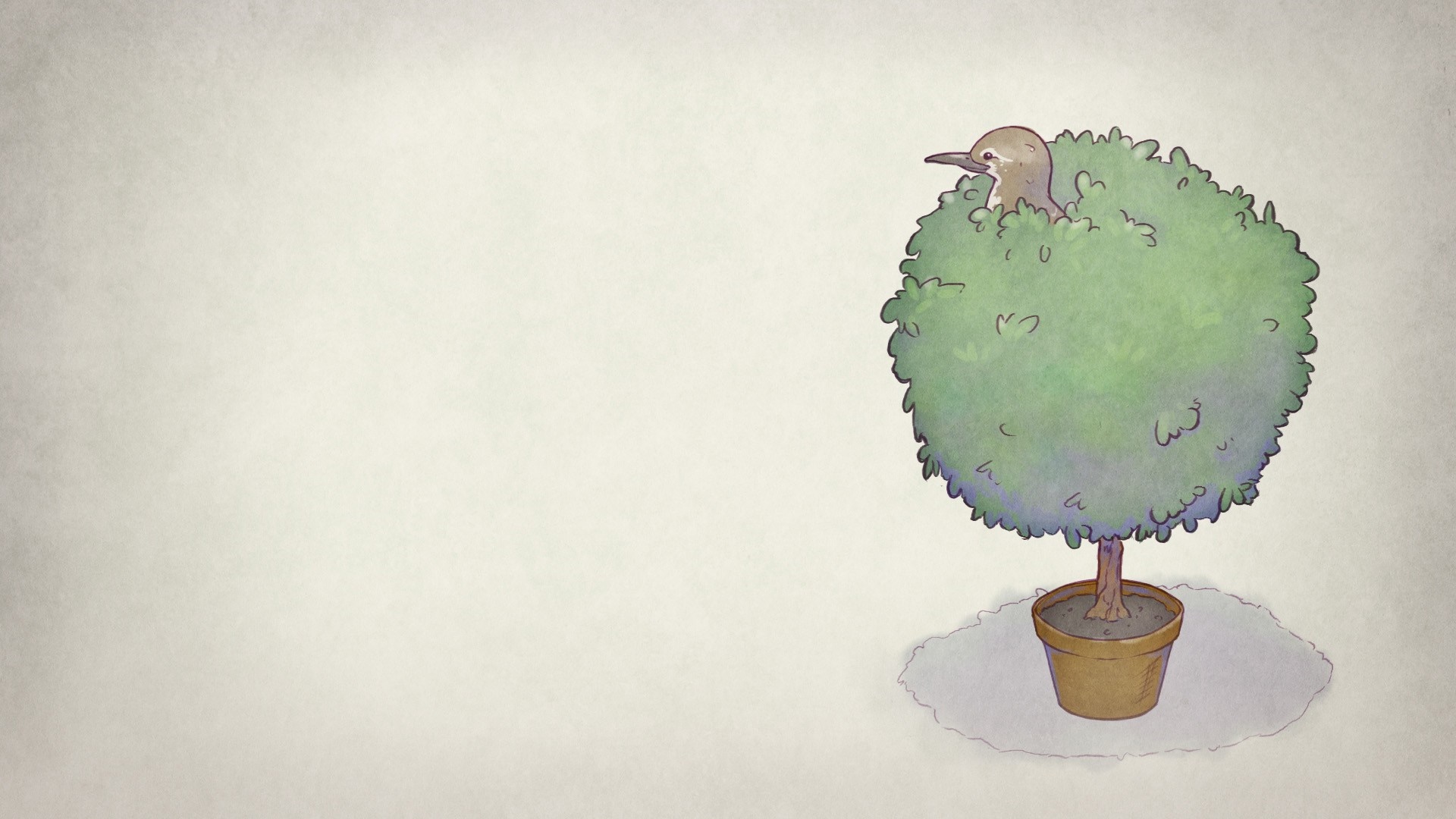A Bird Story illustration of a bird in a potted bush HD Wallpaper