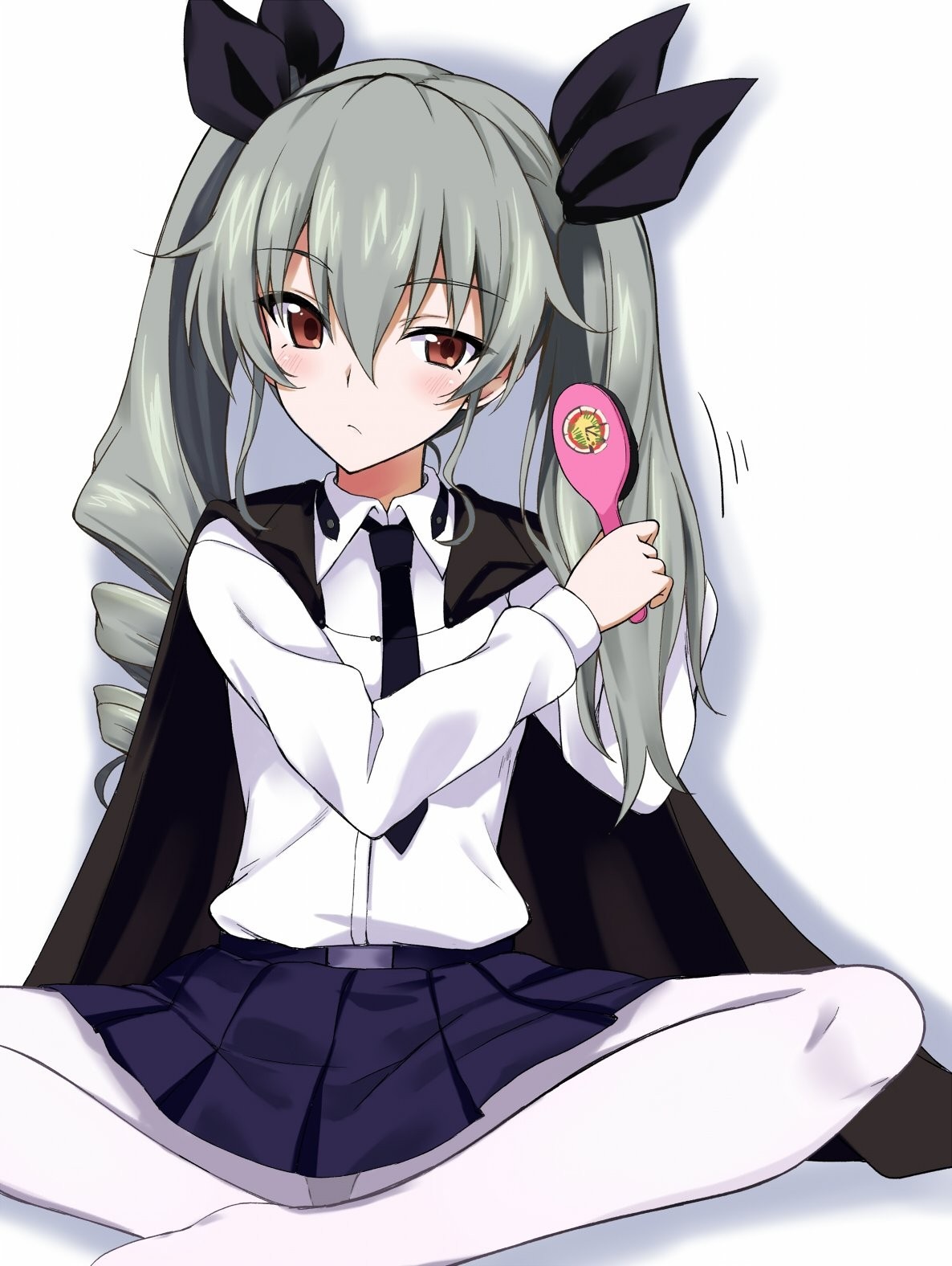 Anchovy from Girls und Panzer brushing her hair HD Wallpaper