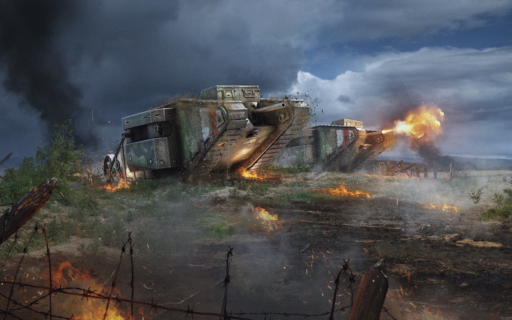 World of Tanks screenshot of tanks in battle HD Wallpaper