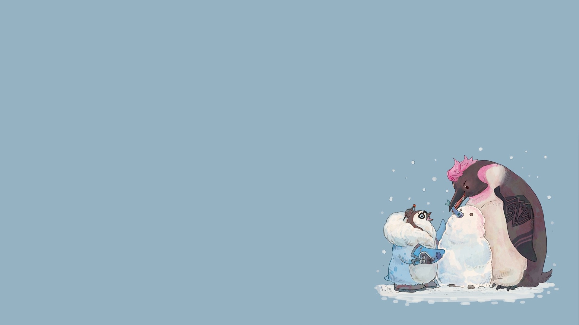 Mei and Zarya from Overwatch with a snowman HD Wallpaper