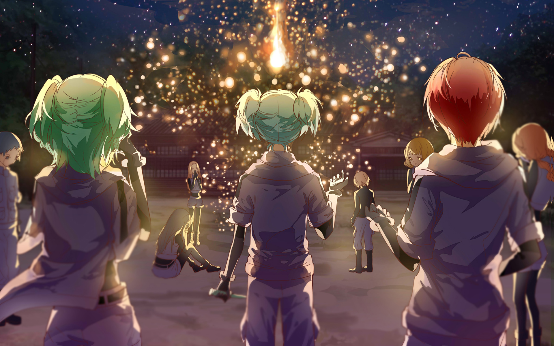 Ansatsu Kyoushitsu characters watching fireworks HD Wallpaper