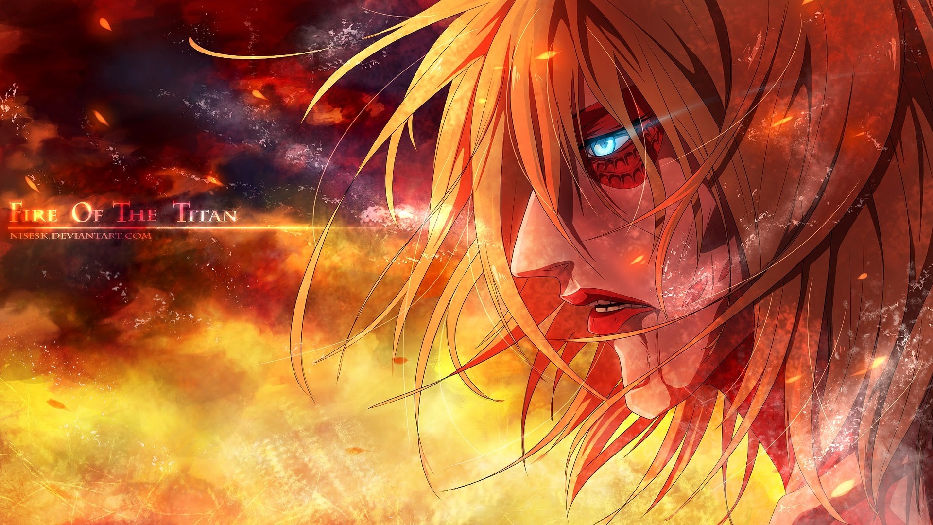 Annie Leonhart from Shingeki no Kyojin in flames HD Wallpaper