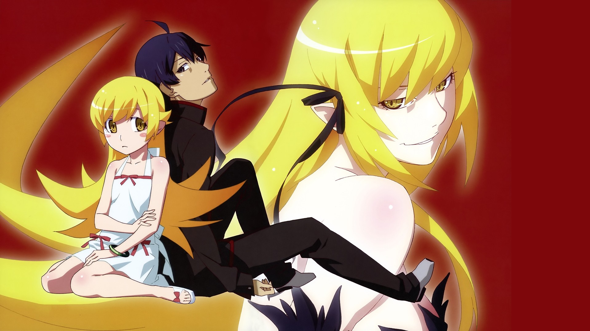 Oshino Shinobu and Araragi Koyomi from Monogatari Series HD Wallpaper