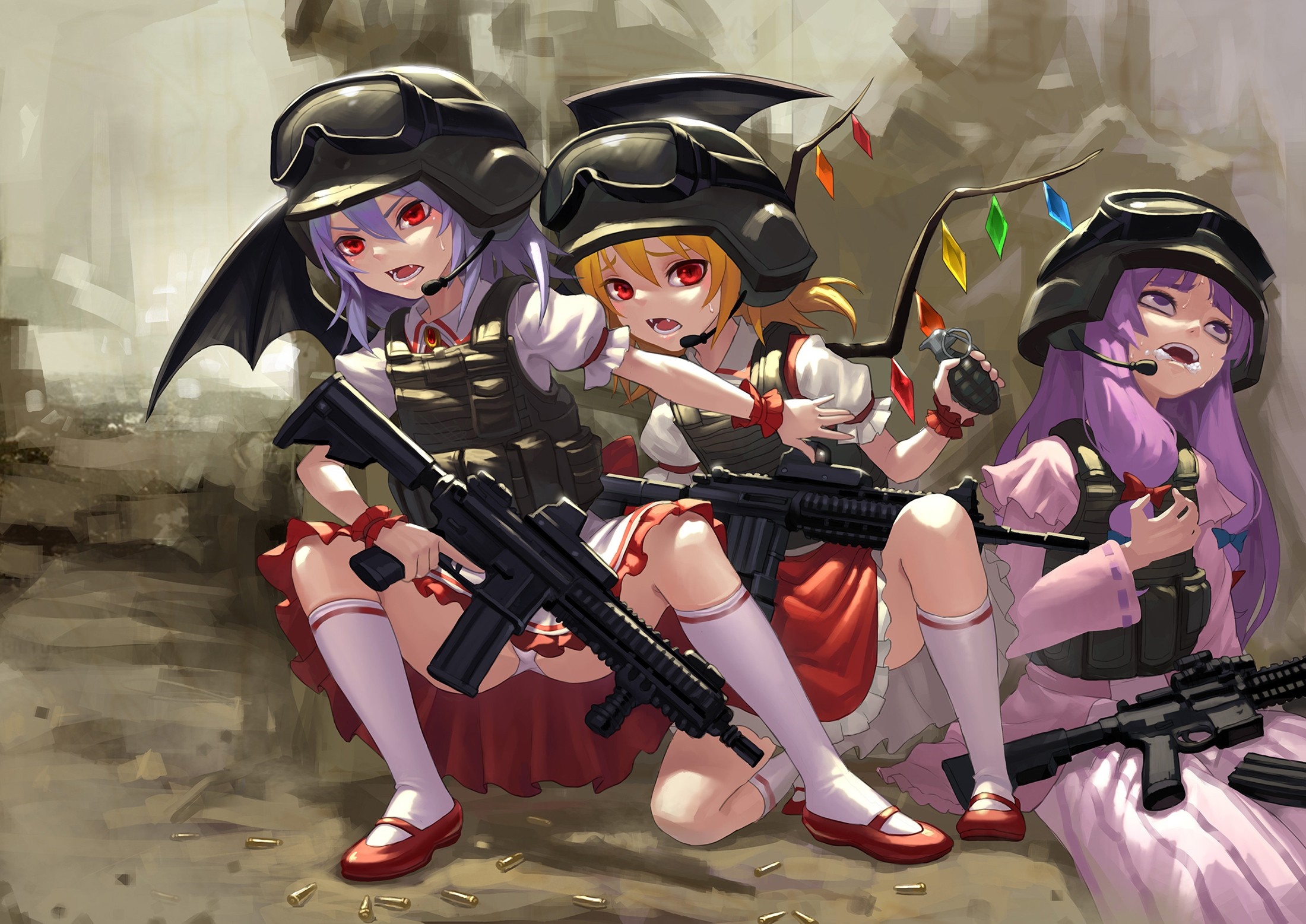 Touhou Vampires Remilia and Flandre Scarlet Armed HD Wallpaper