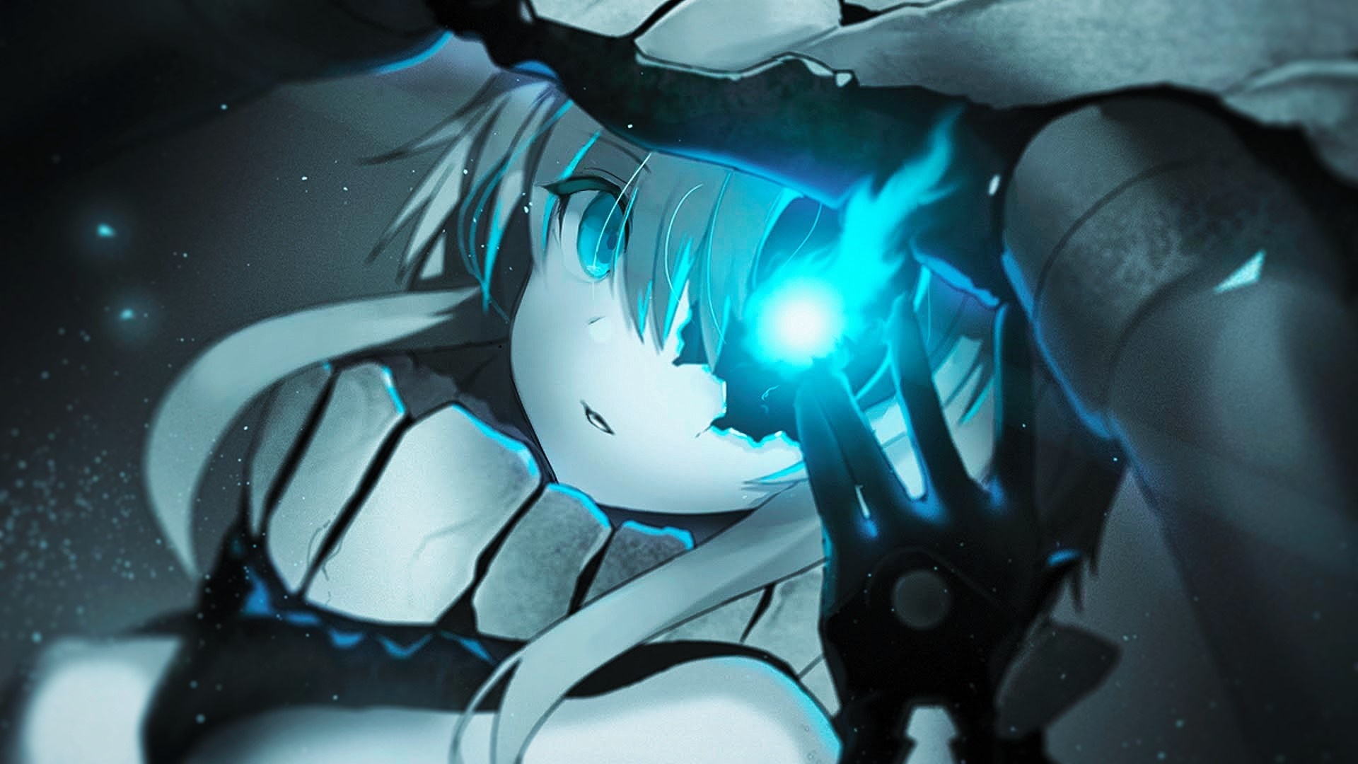 Anime girl with glowing blue energy from Kantai Collection HD Wallpaper