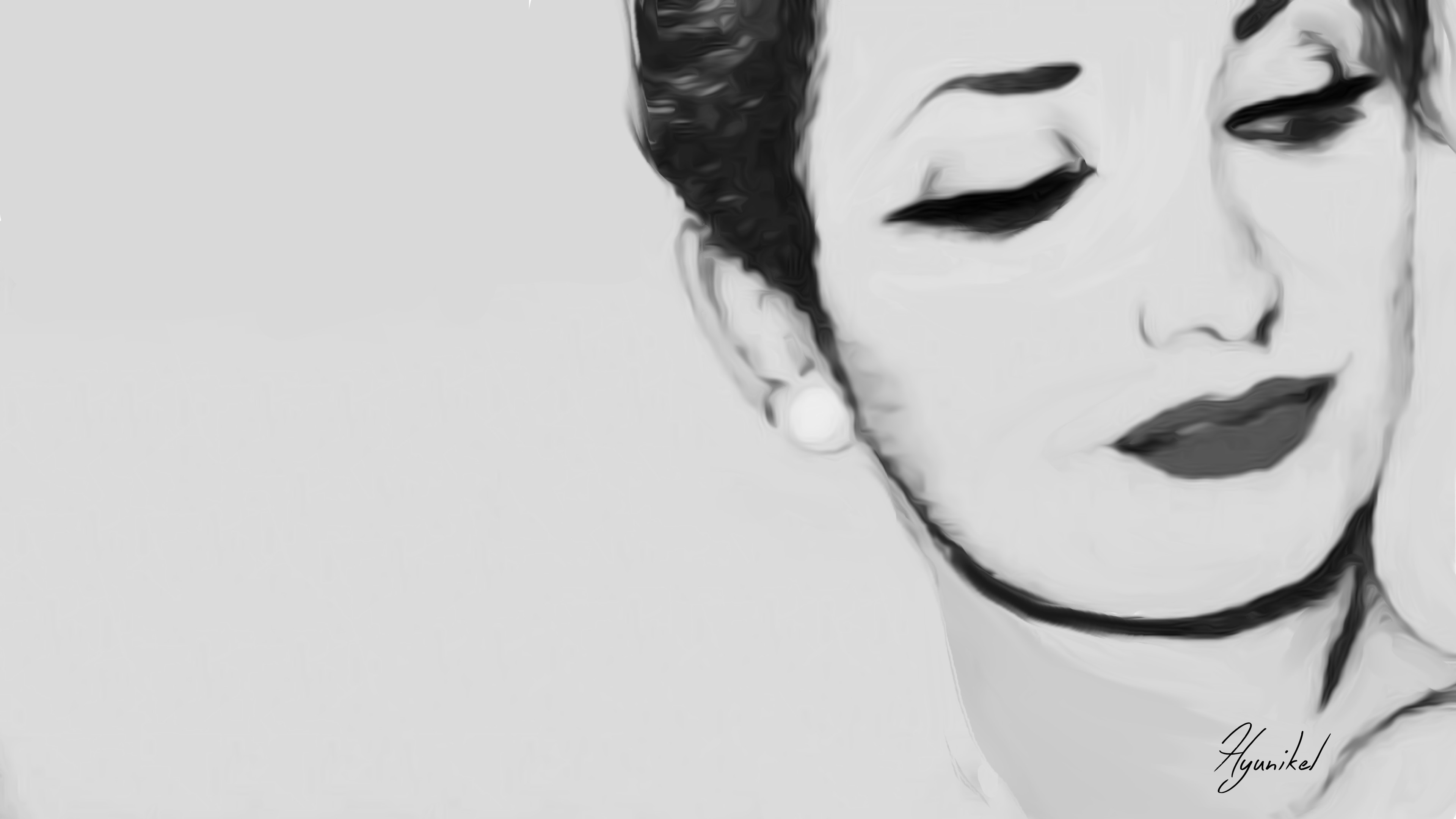 Monochrome illustration of a woman's face HD Wallpaper