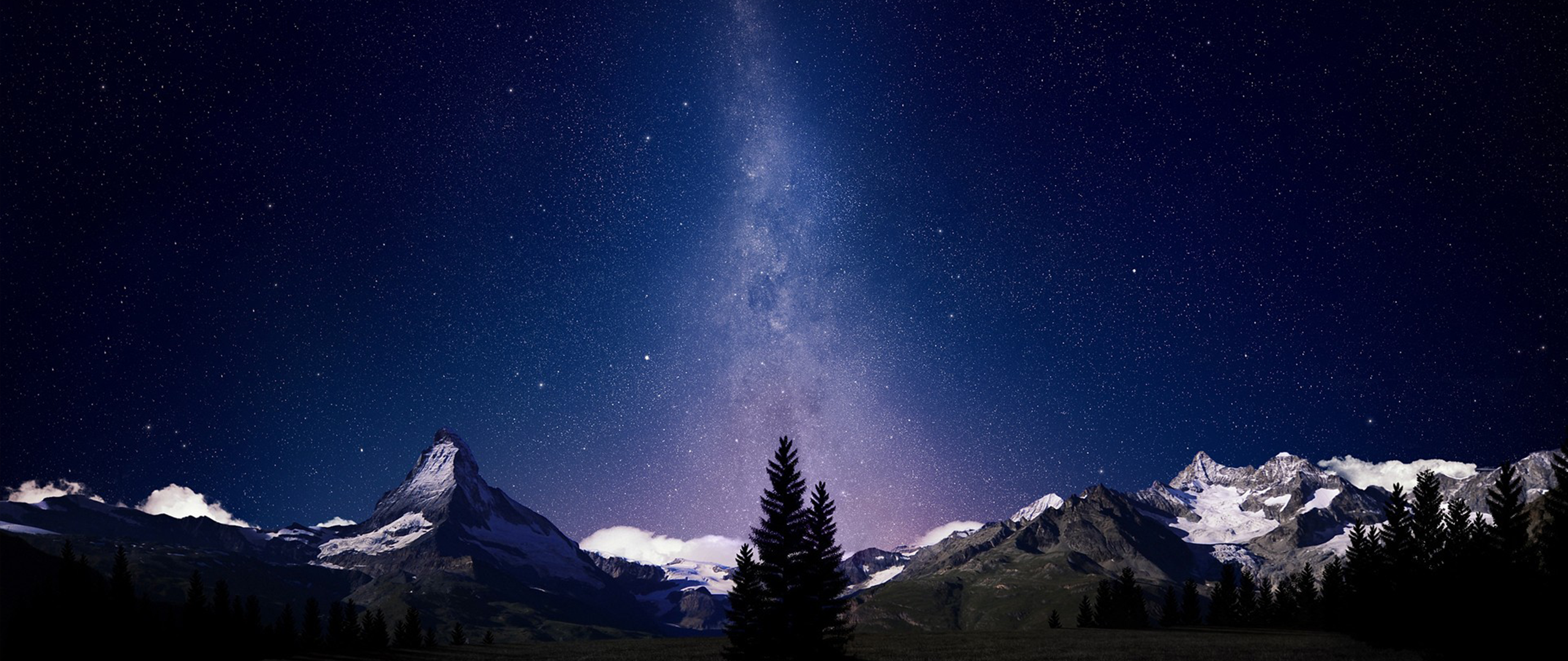 Mountain range under the Milky Way at night HD Wallpaper