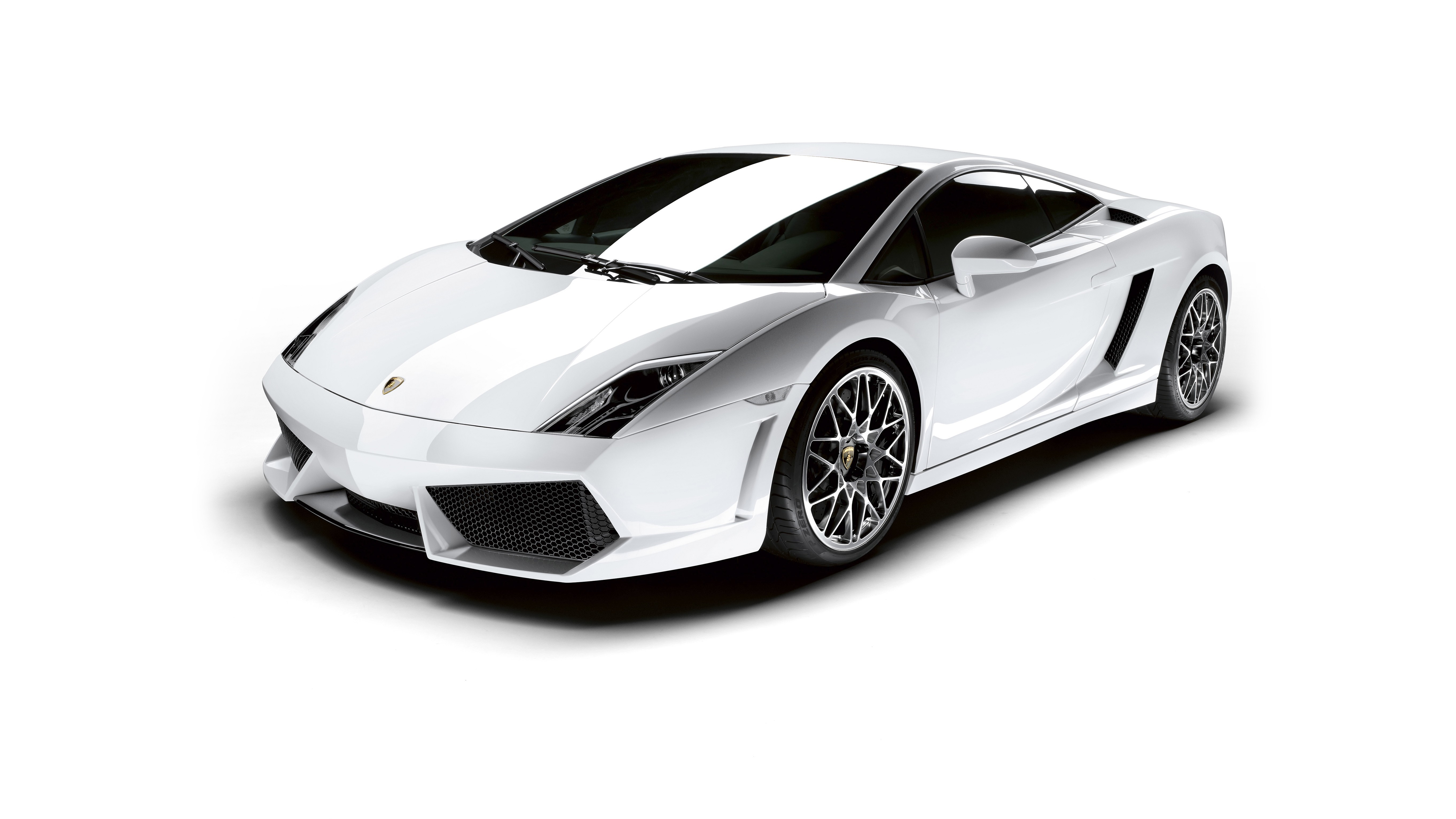 White Lamborghini Gallardo parked on a white background HD Wallpaper