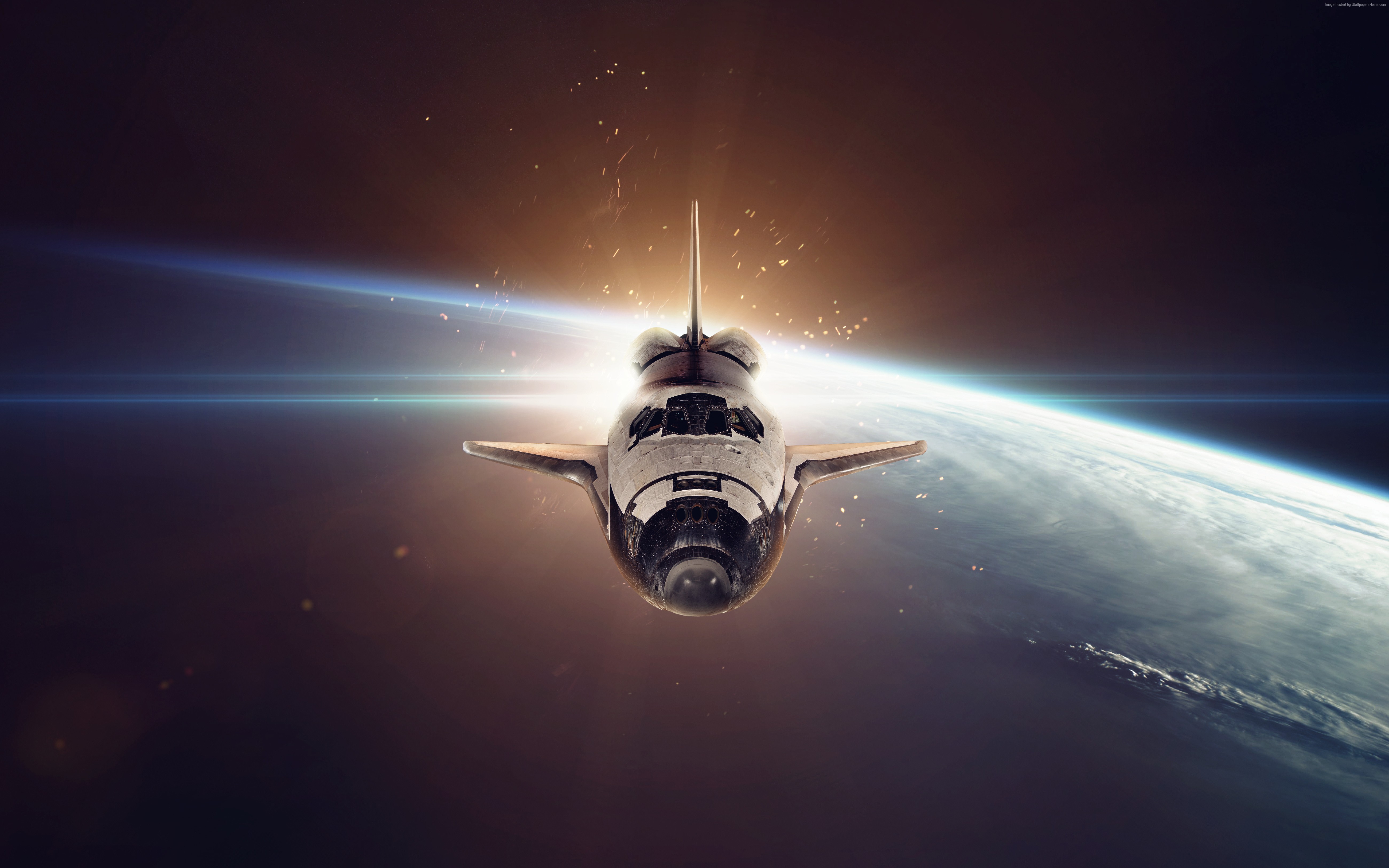Space Shuttle Orbiting Earth HD Wallpaper