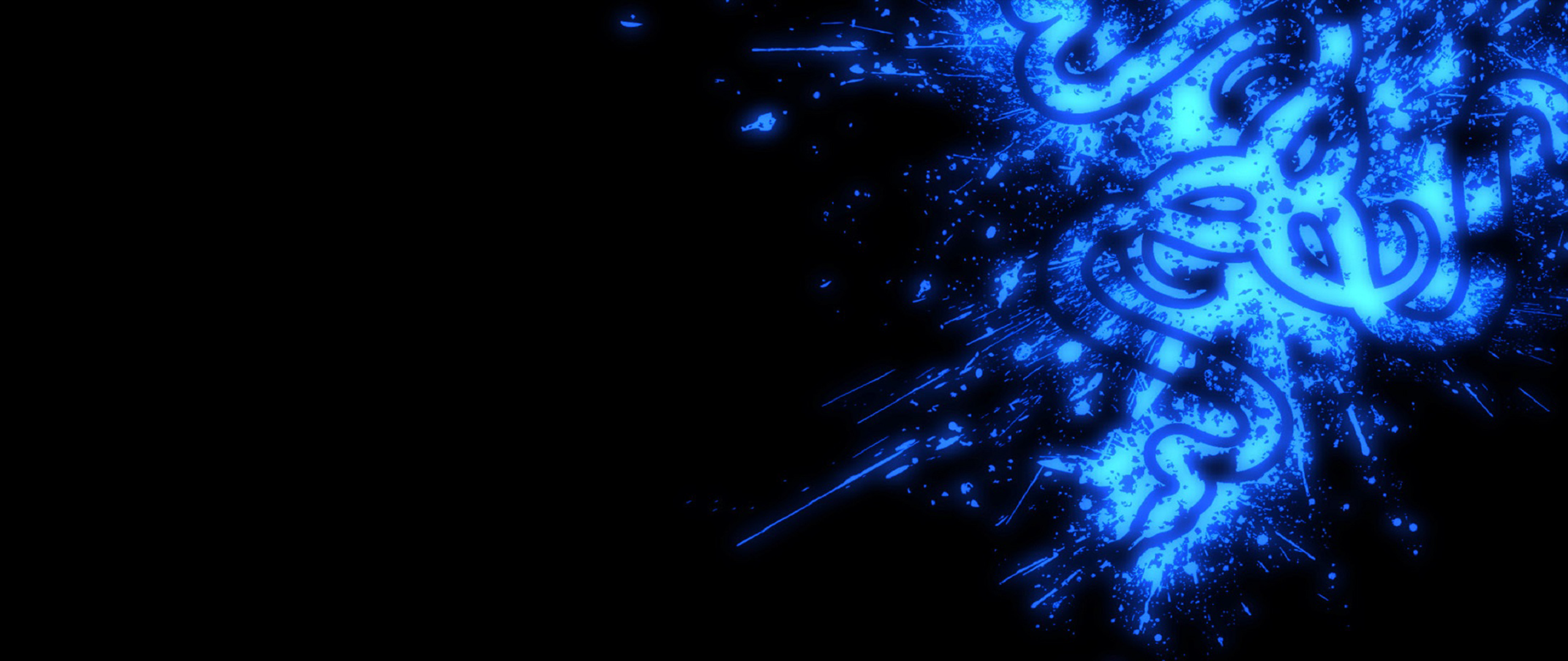 Razer logo with blue splatter effect on black HD Wallpaper