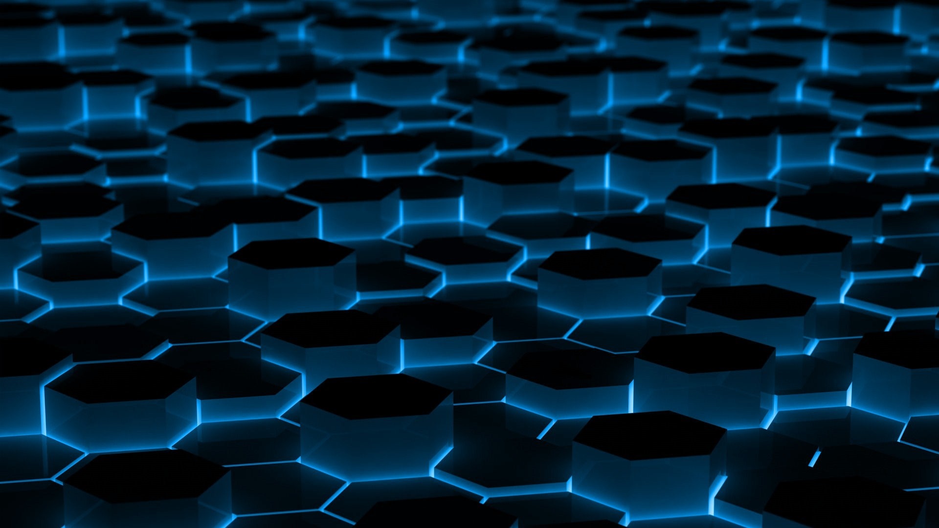 Abstract blue glowing hexagons pattern HD Wallpaper