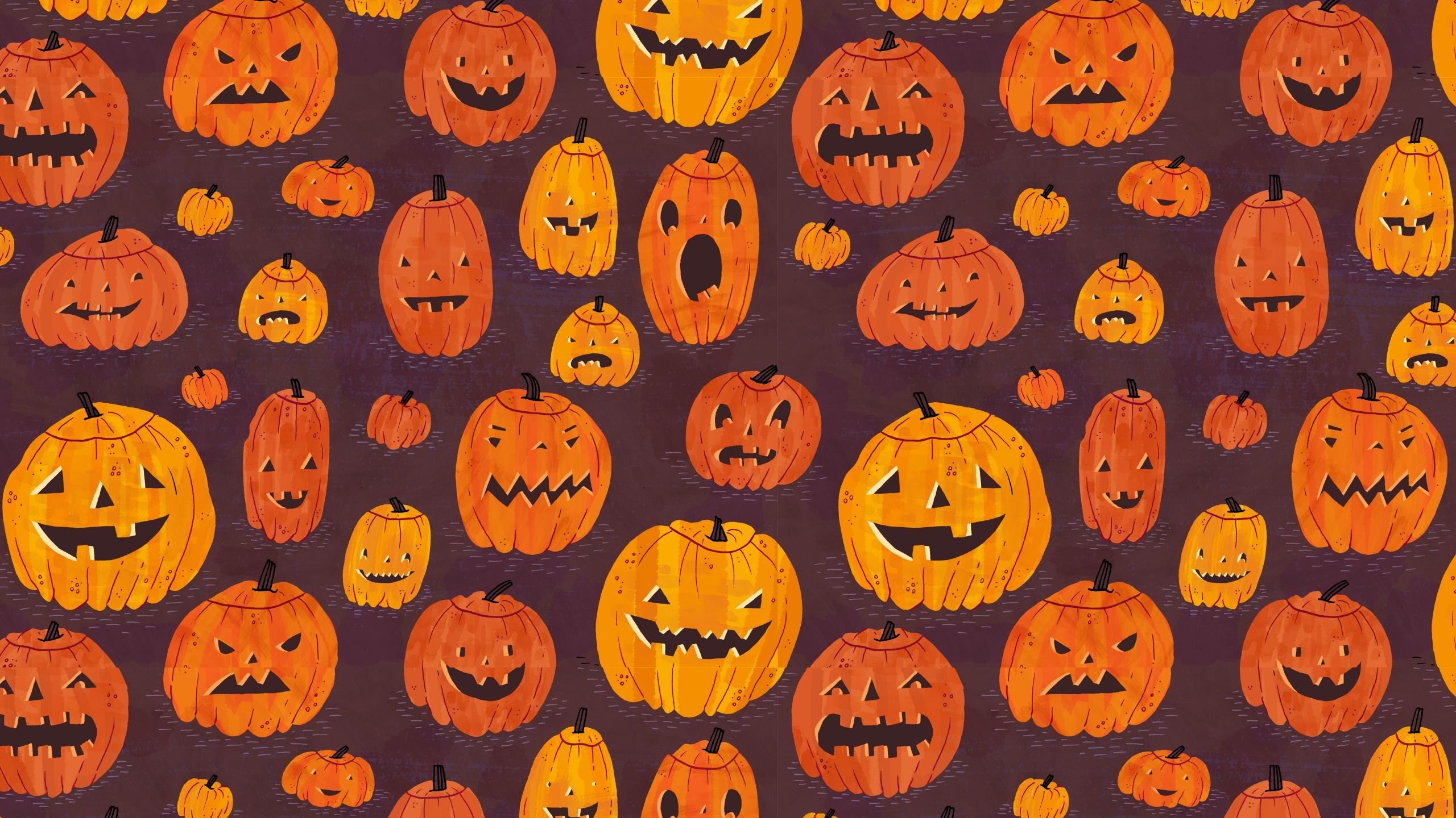 Halloween Jack O Lanterns Pattern Illustration HD Wallpaper