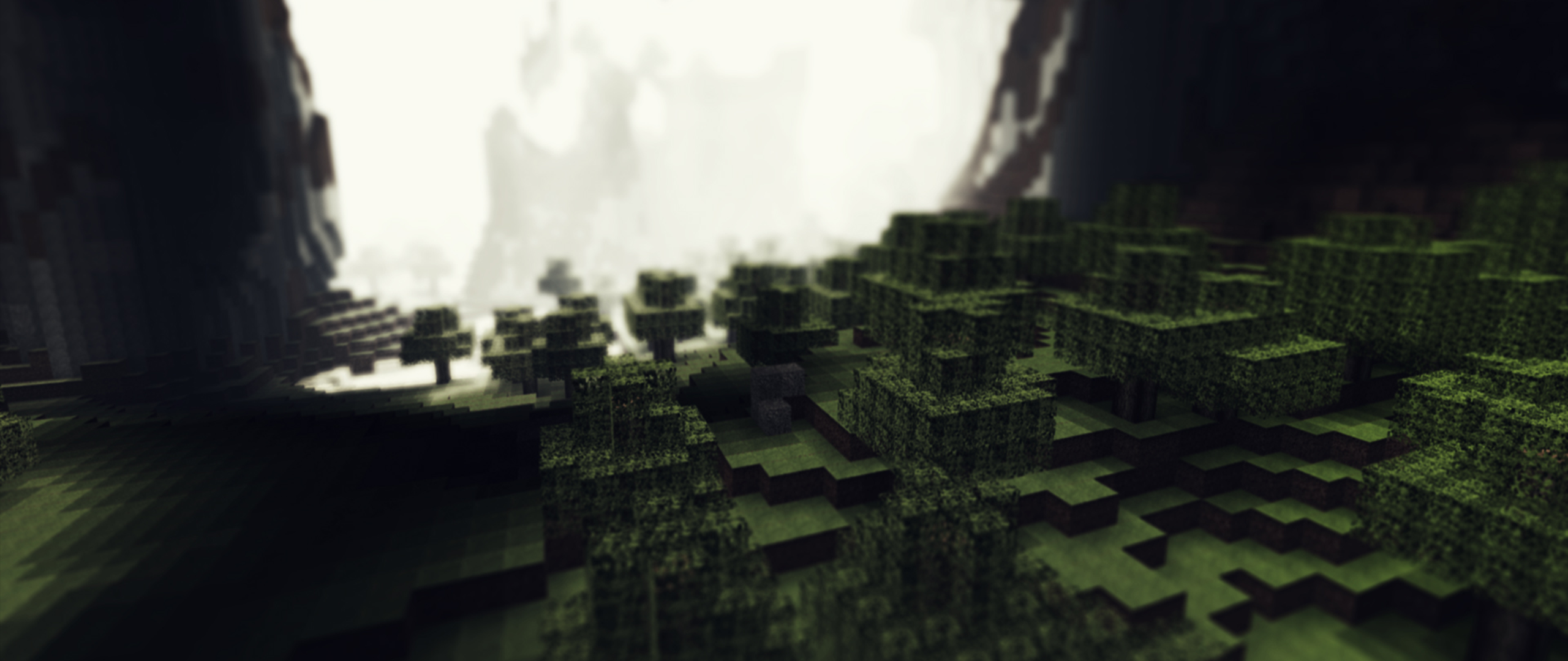 Minecraft landscape with trees and mountains HD Wallpaper