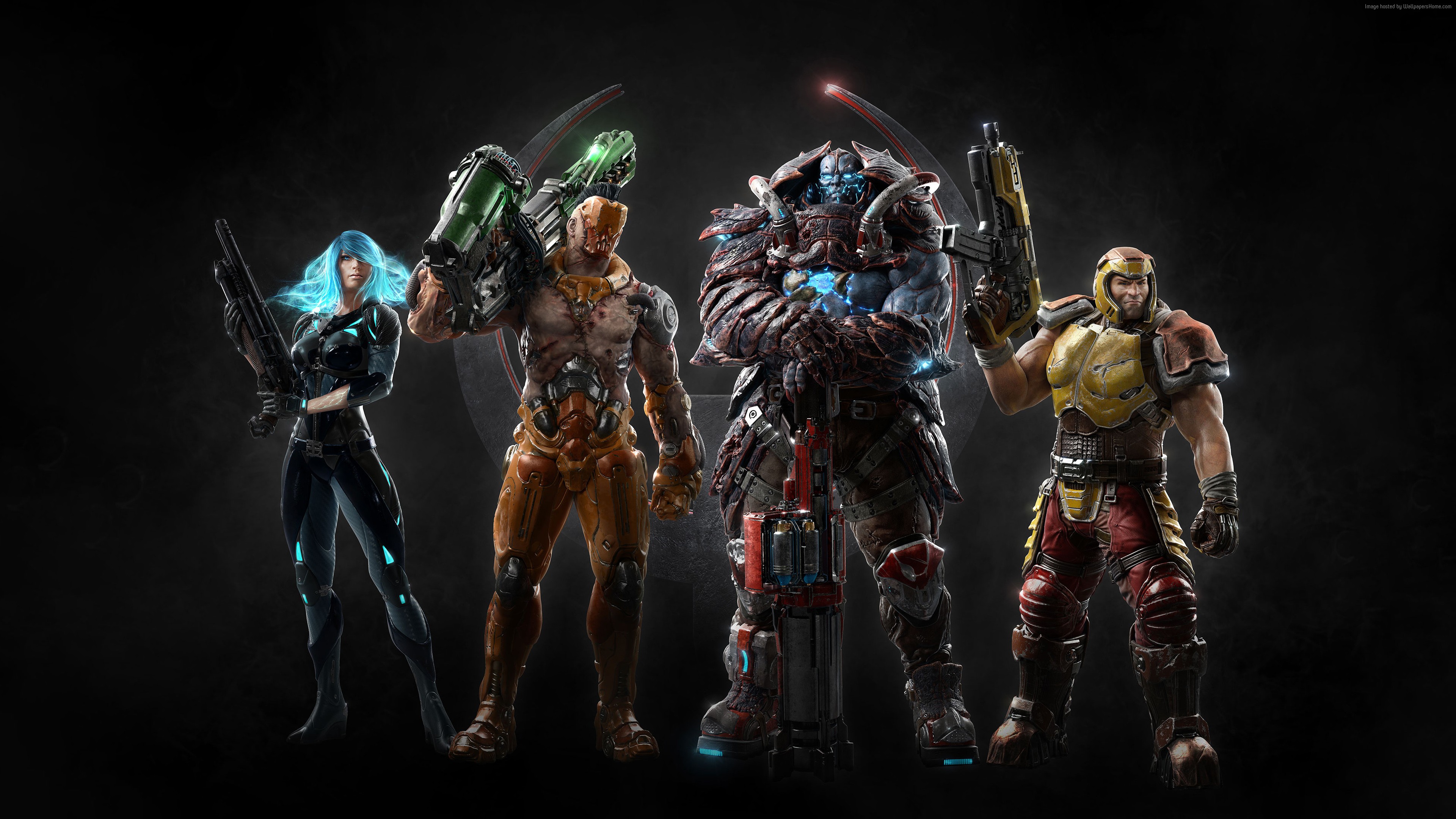 4K Quake Champions characters poster HD Wallpaper