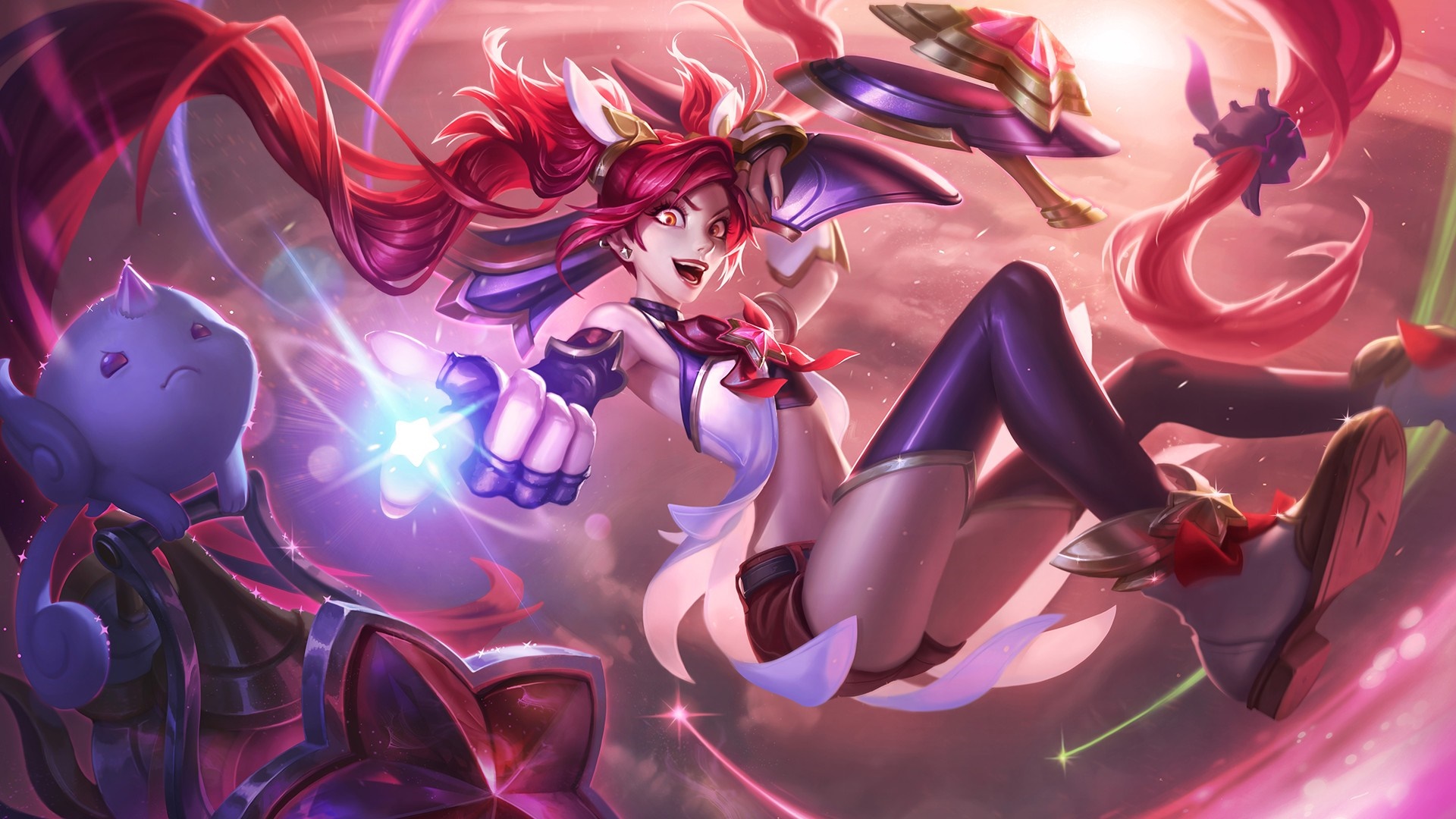 Jinx from League of Legends with a creature HD Wallpaper