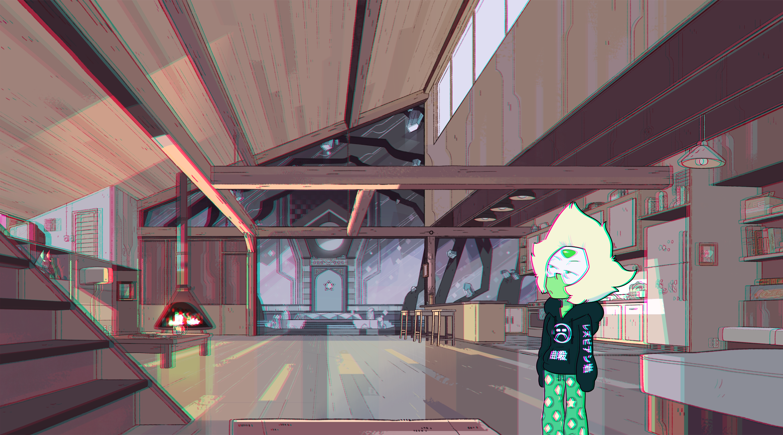 Peridot from Steven Universe in a modern house interior HD Wallpaper