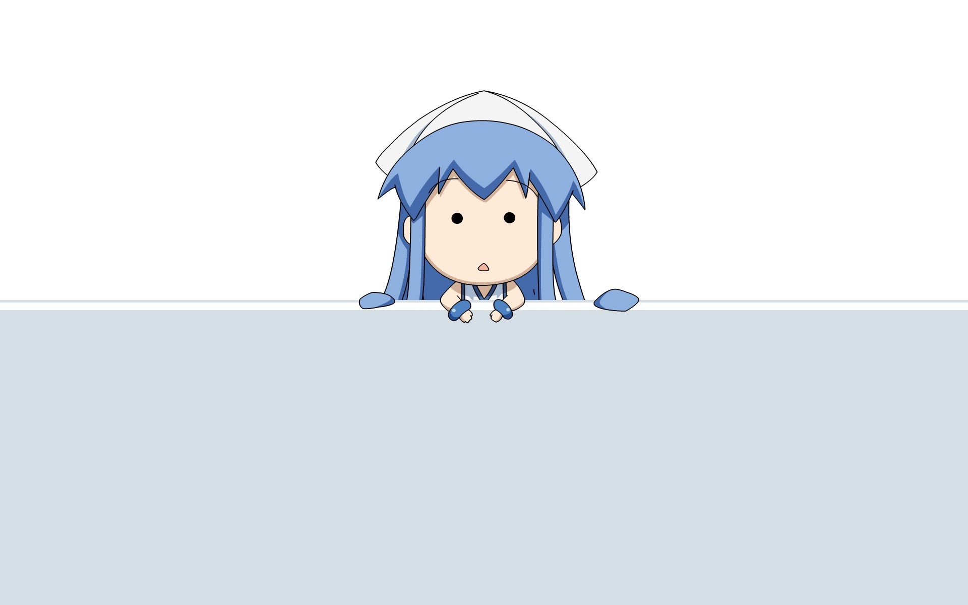 Ika Musume from Shinryaku Ika Musume peeking over a surface HD Wallpaper