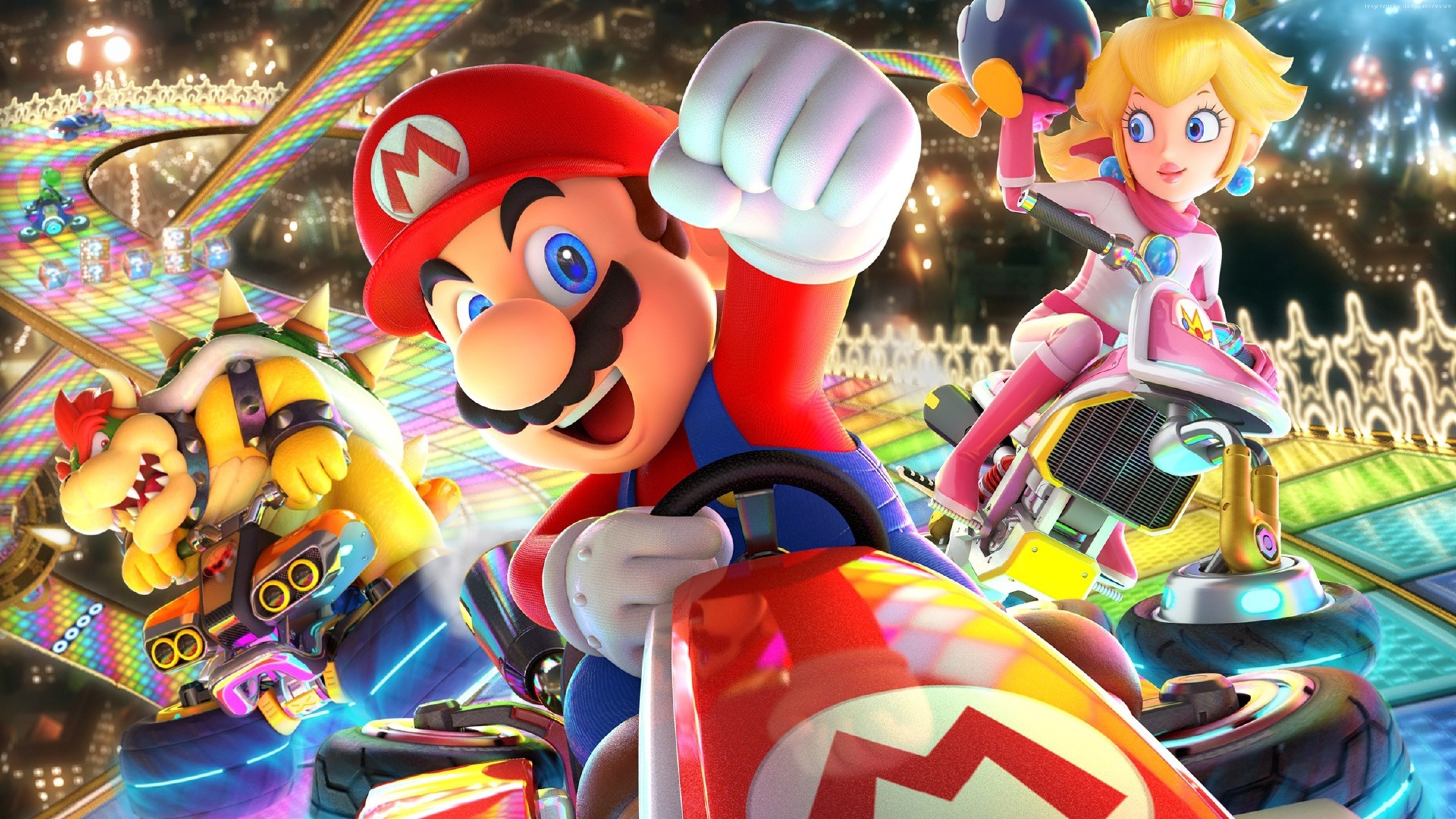 Mario Kart 8 Deluxe 4K Poster HD Wallpaper