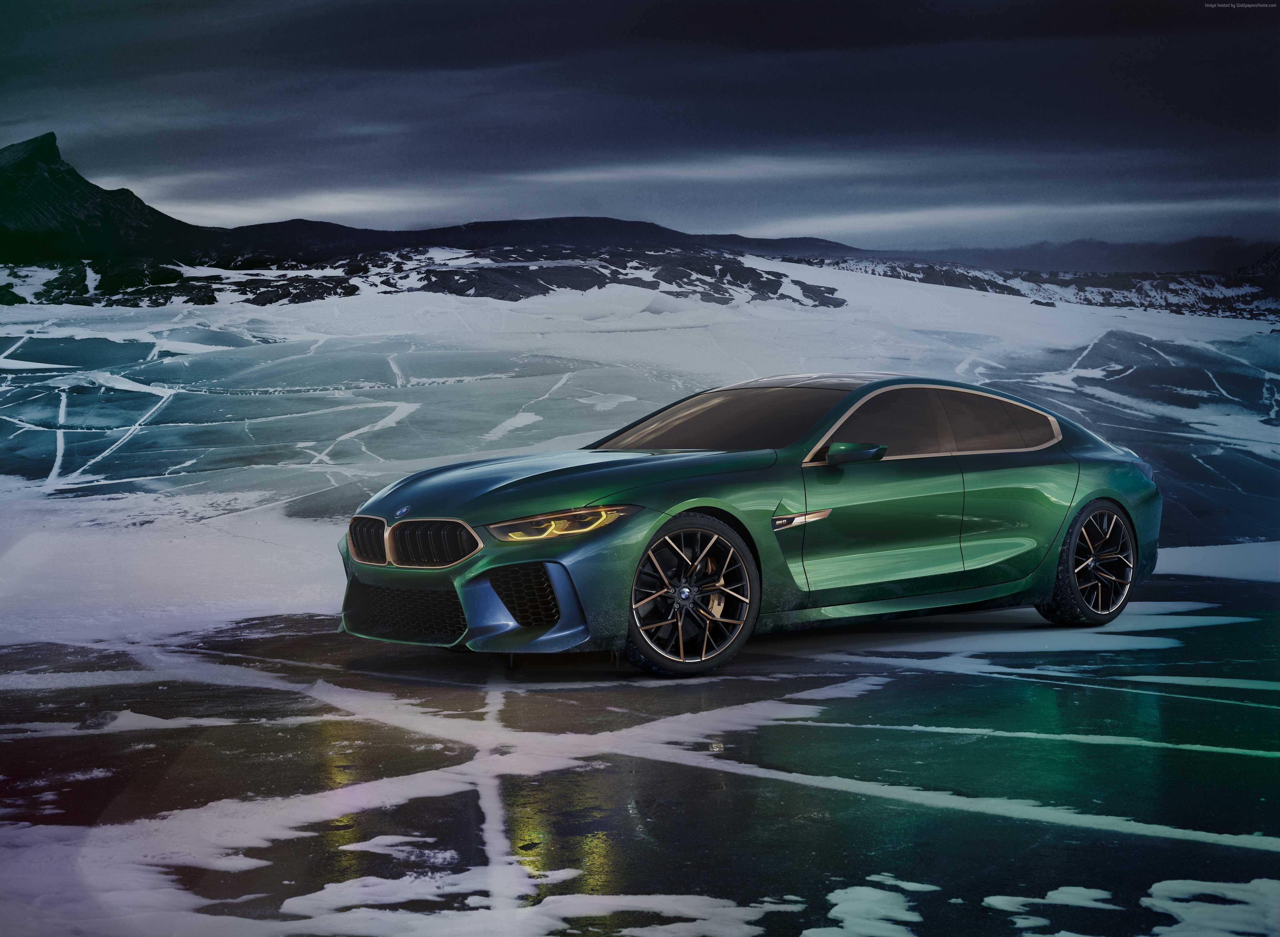 BMW M8 Gran Coupe concept car on ice HD Wallpaper