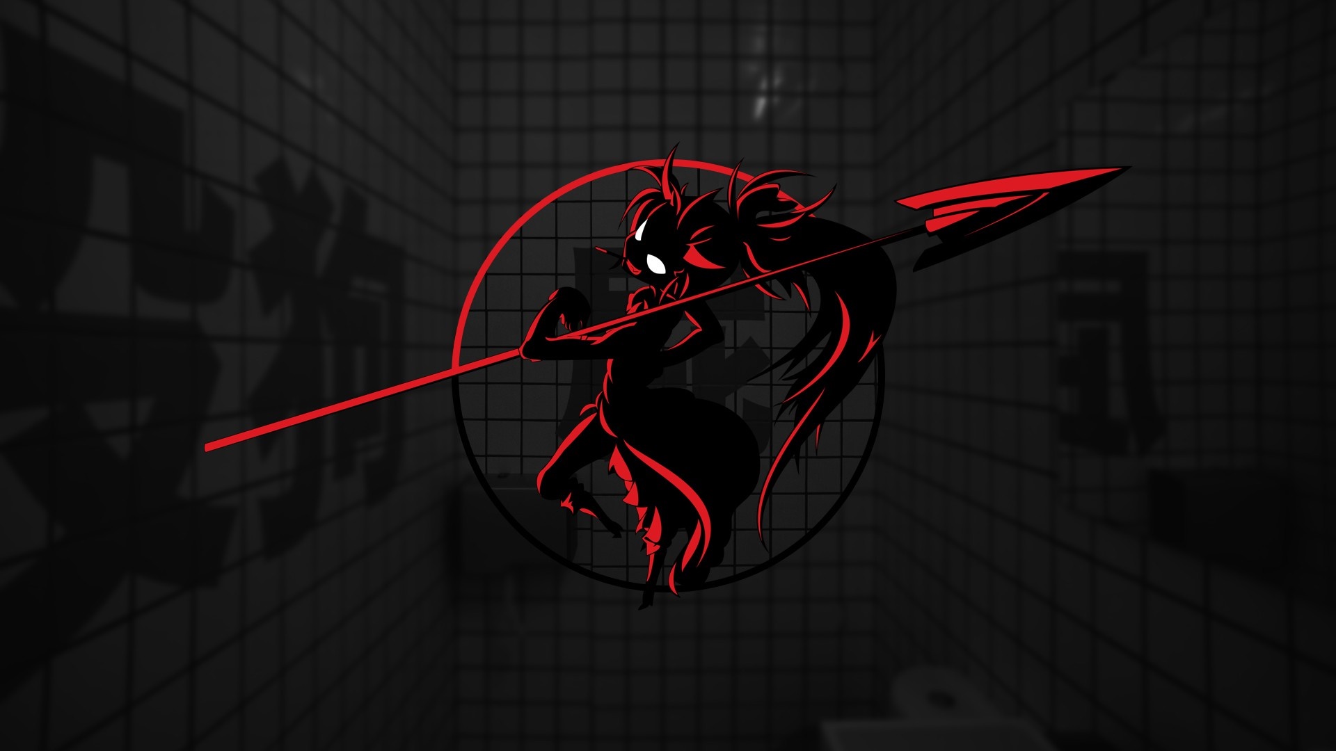 Silhouette of a character with a spear HD Wallpaper