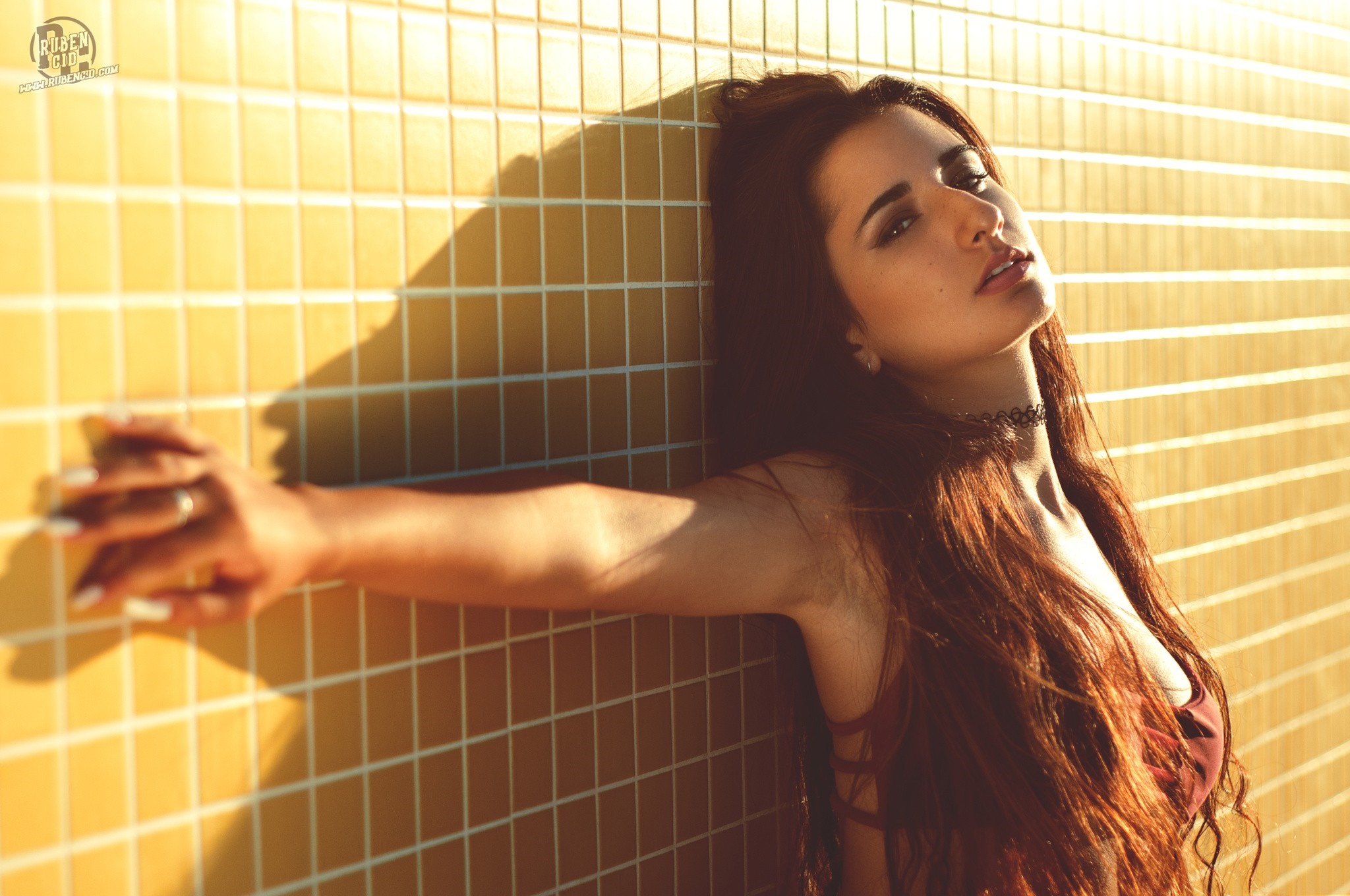 Raquel Puente Portrait with Long Hair and Choker HD Wallpaper