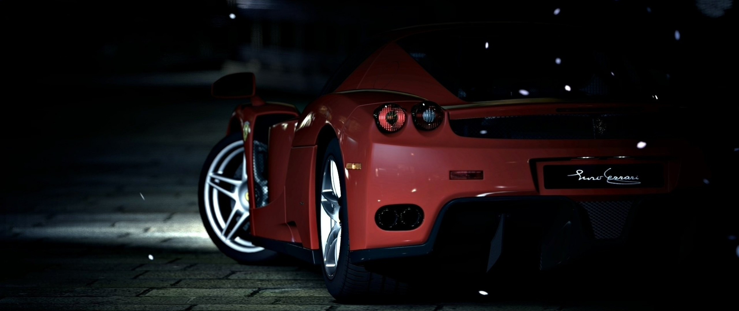 Red Ferrari Enzo supercar at night HD Wallpaper