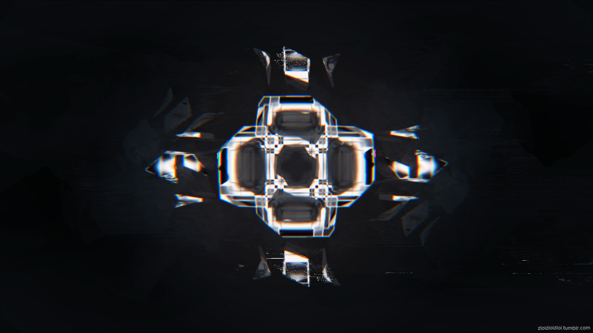 Abstract geometric light fixture with glitch art effect HD Wallpaper