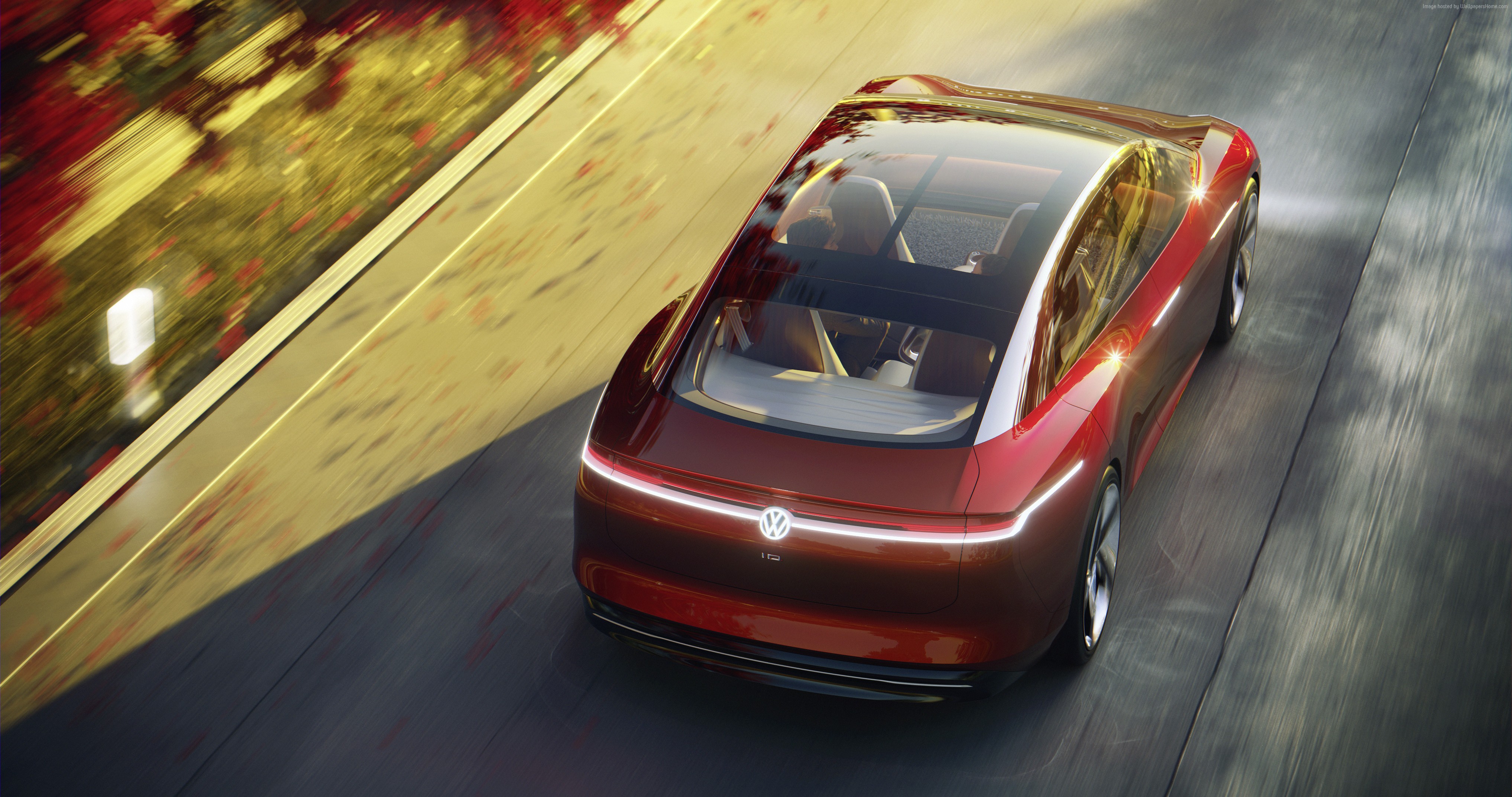 Volkswagen I.D. Vizzion electric car driving HD Wallpaper