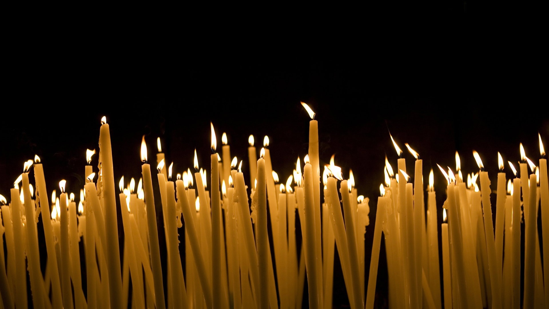 Many lit candles in the dark HD Wallpaper