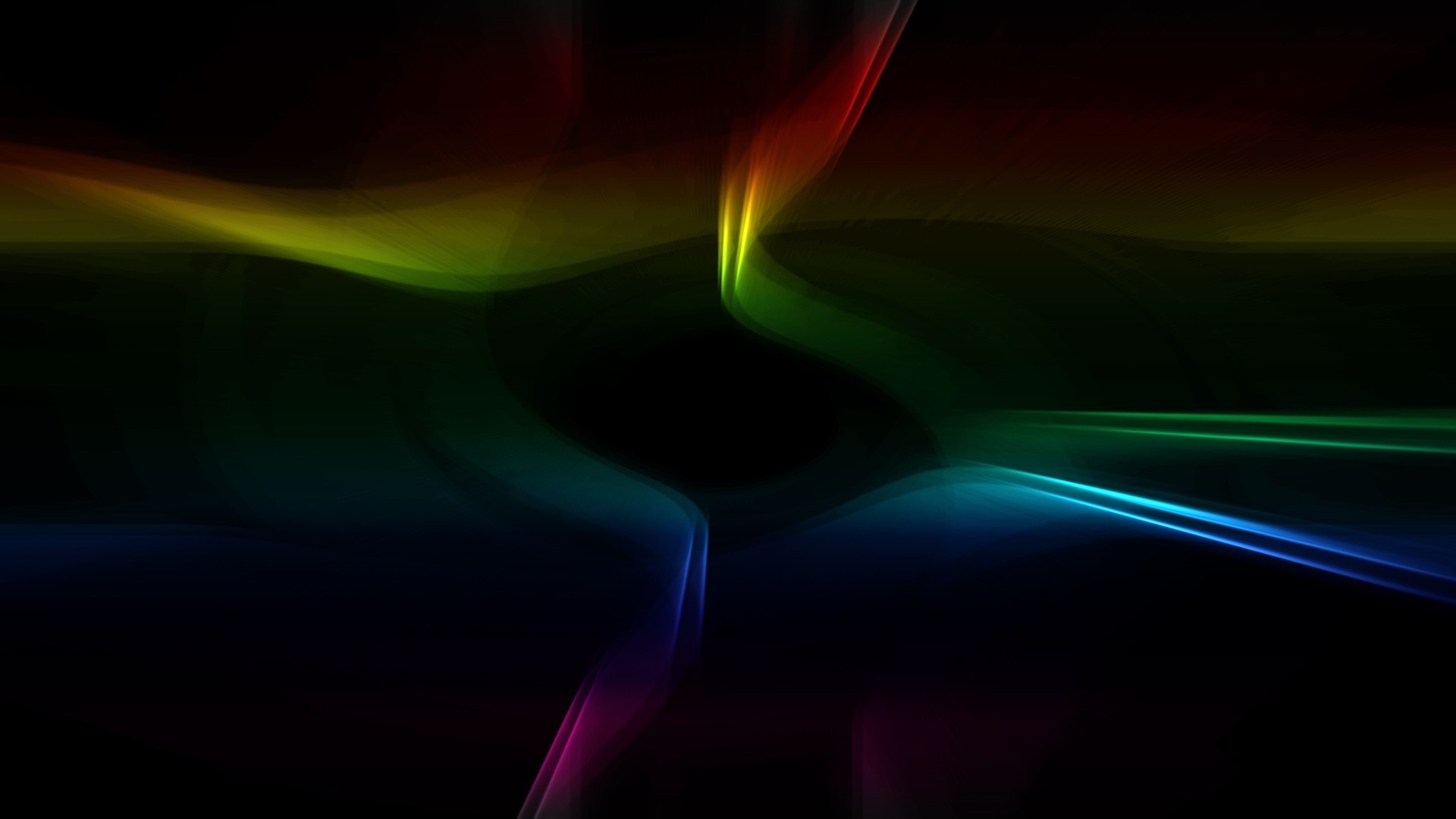 Abstract colorful light waves on black background HD Wallpaper