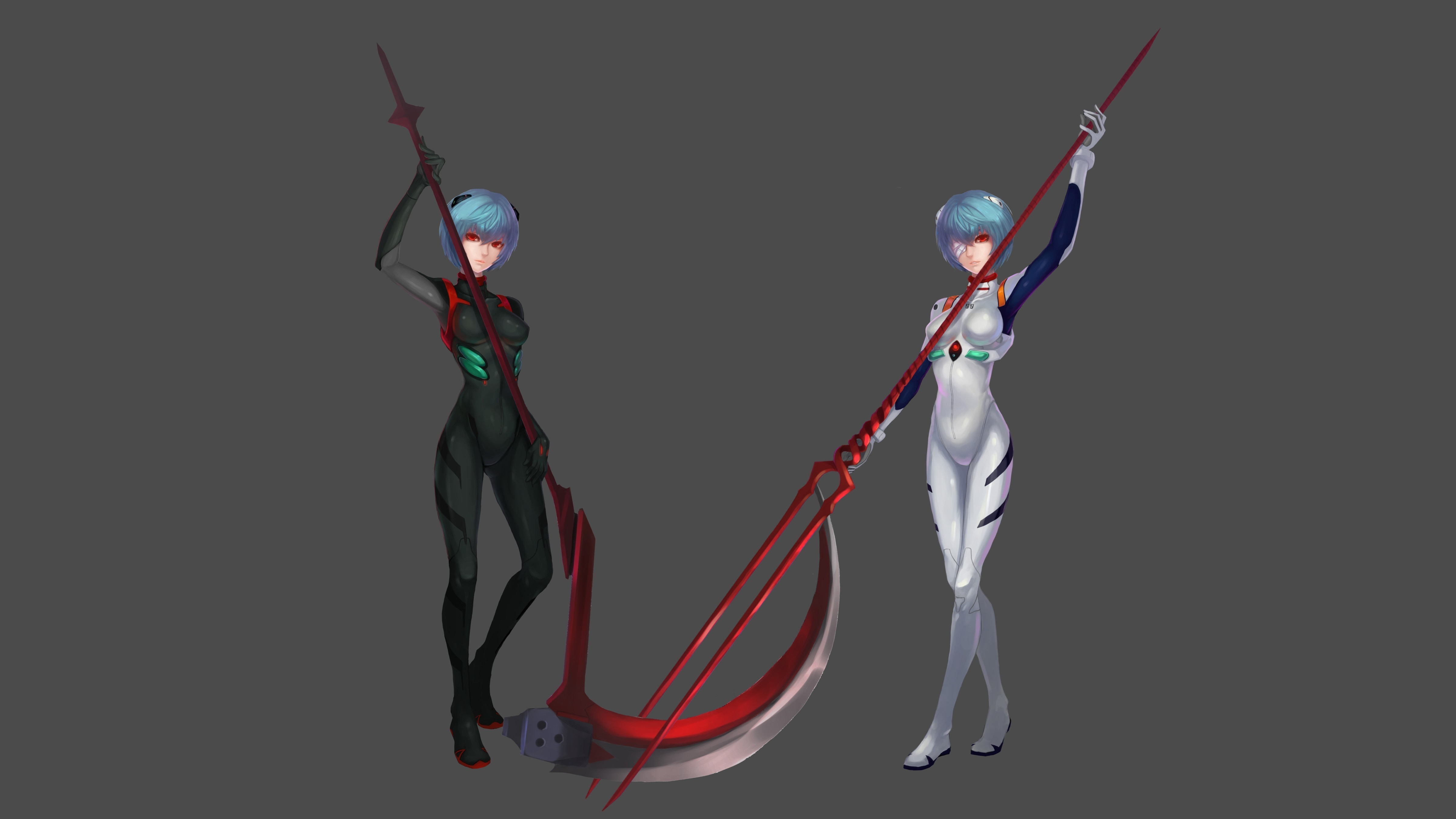 Ayanami Rei from Neon Genesis Evangelion with weapons HD Wallpaper