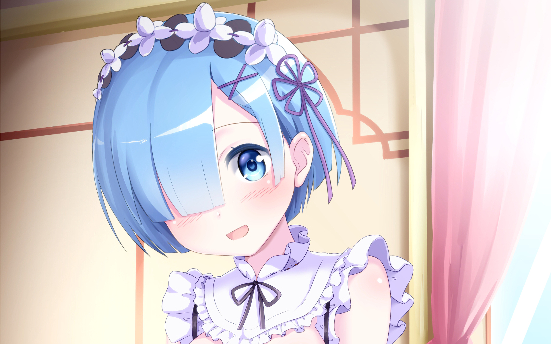 Rem from Re Zero wearing a maid outfit HD Wallpaper