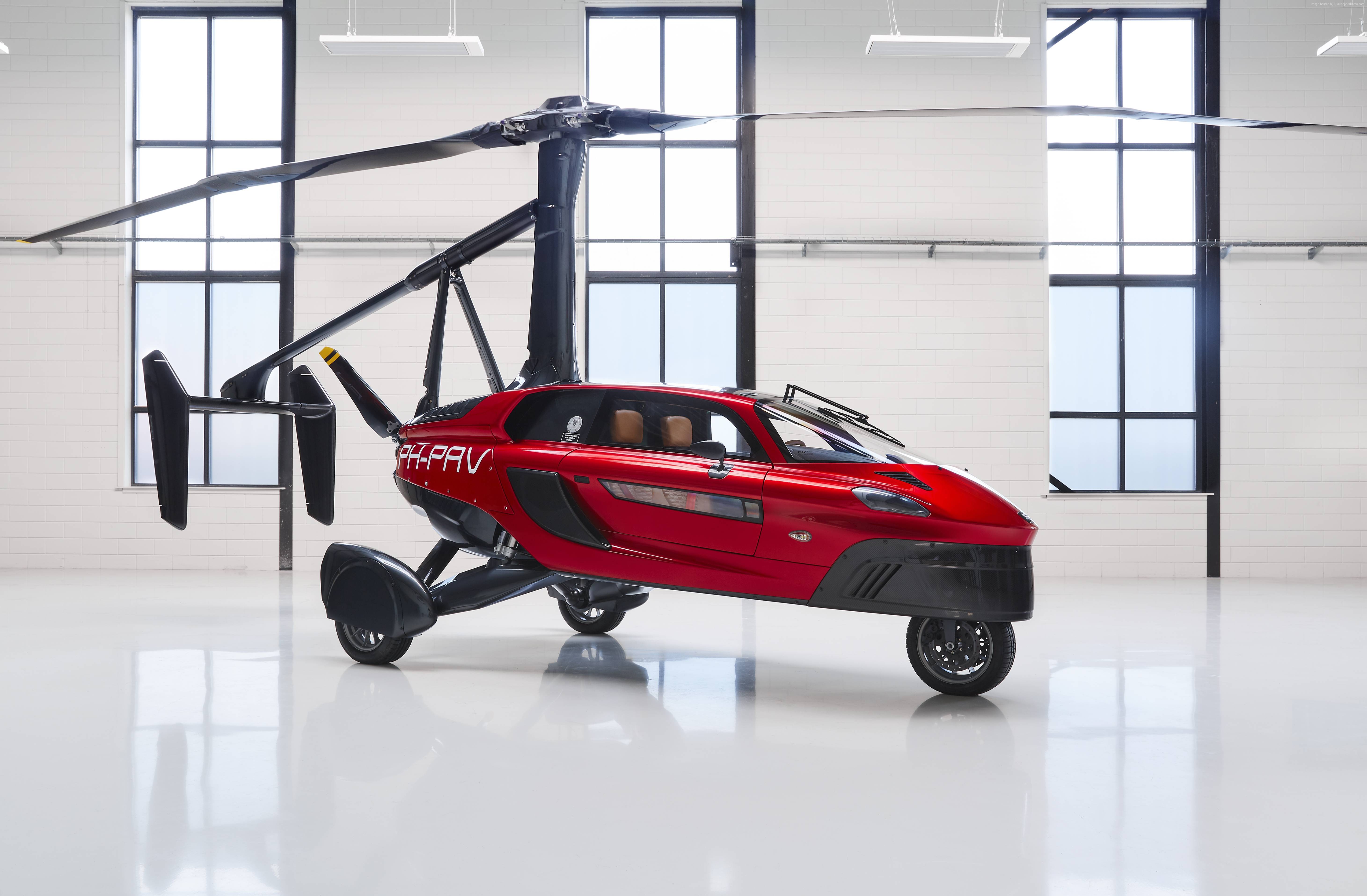 PAL-V Liberty flying car in a hangar HD Wallpaper