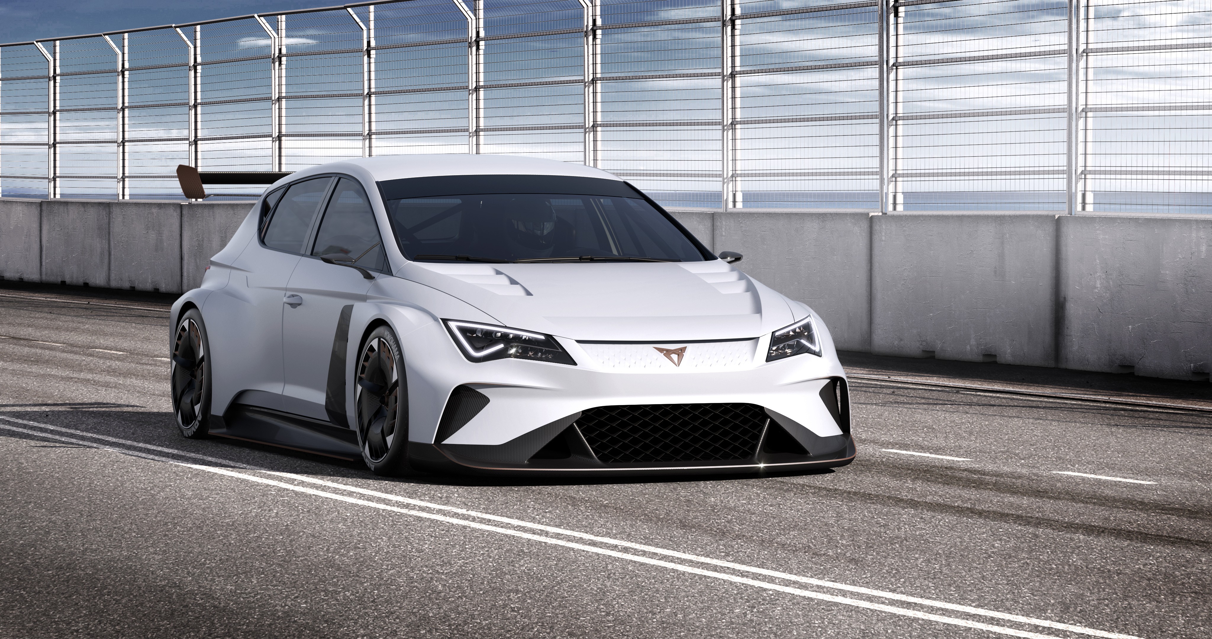 Seat Cupra E-Racer electric car on track HD Wallpaper