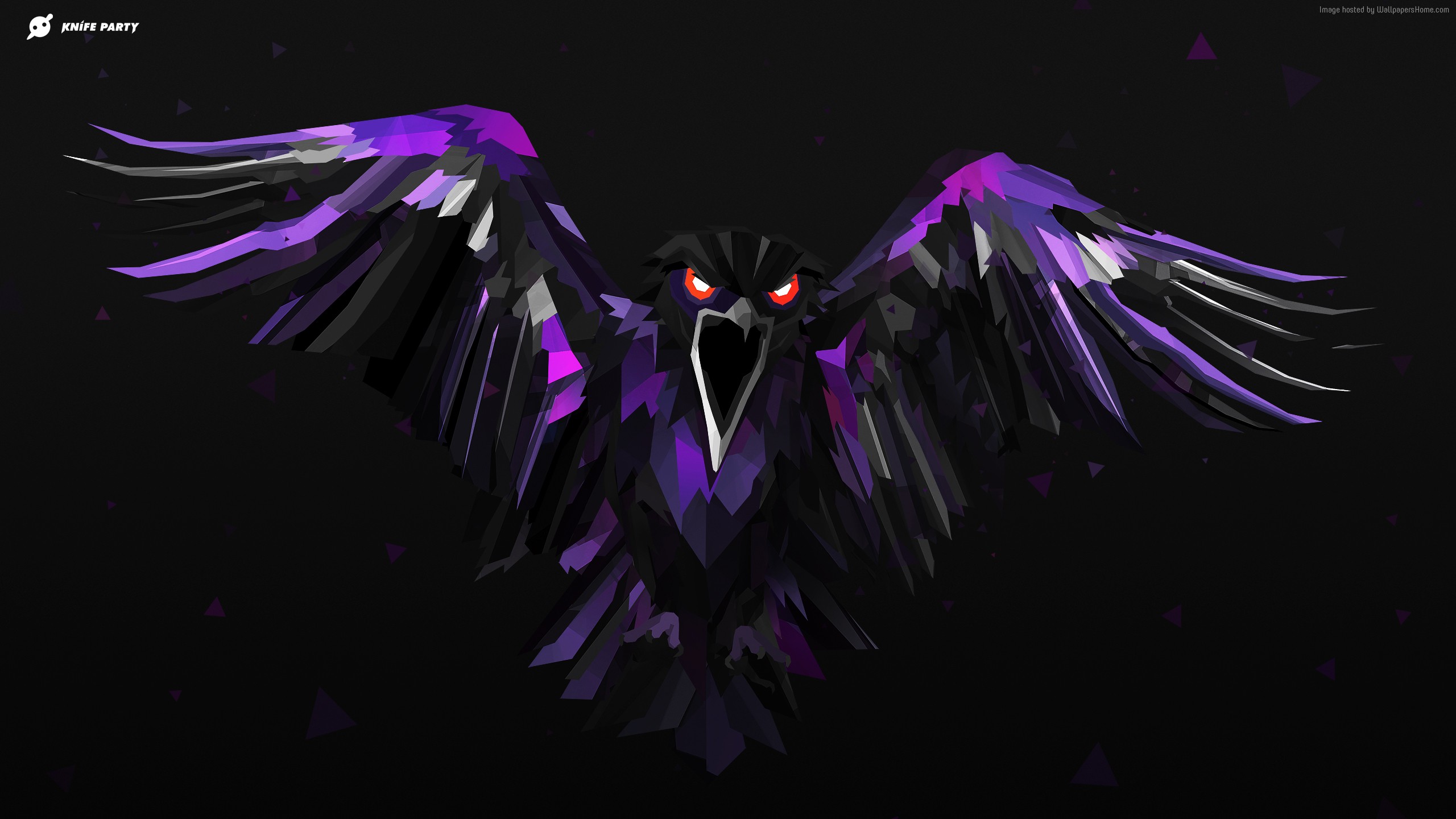 Knife Party abstract raven with purple wings HD Wallpaper