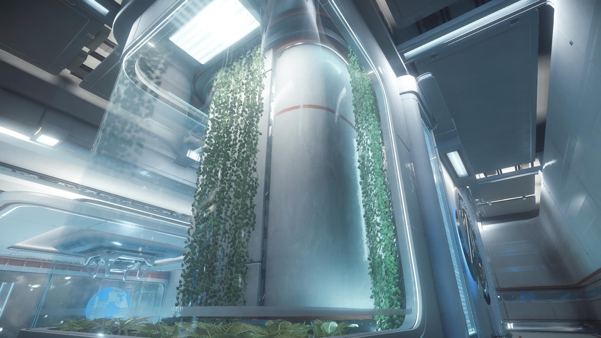 Star Citizen interior with plants and globe HD Wallpaper