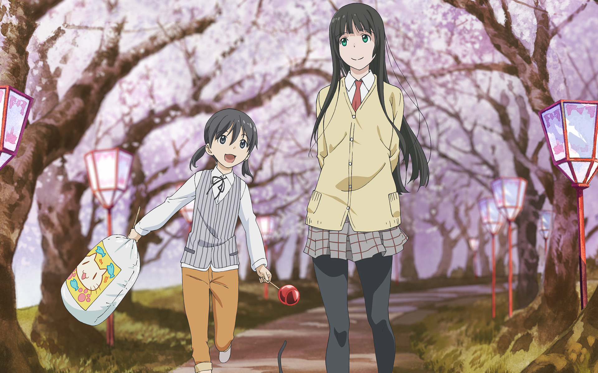 Chinatsu Kuramoto and Makoto Kowata from Flying Witch HD Wallpaper