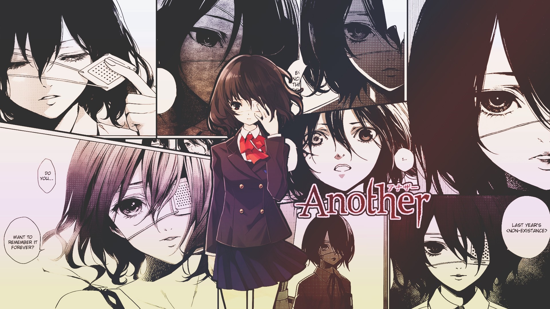 Misaki Mei from Another manga collage HD Wallpaper
