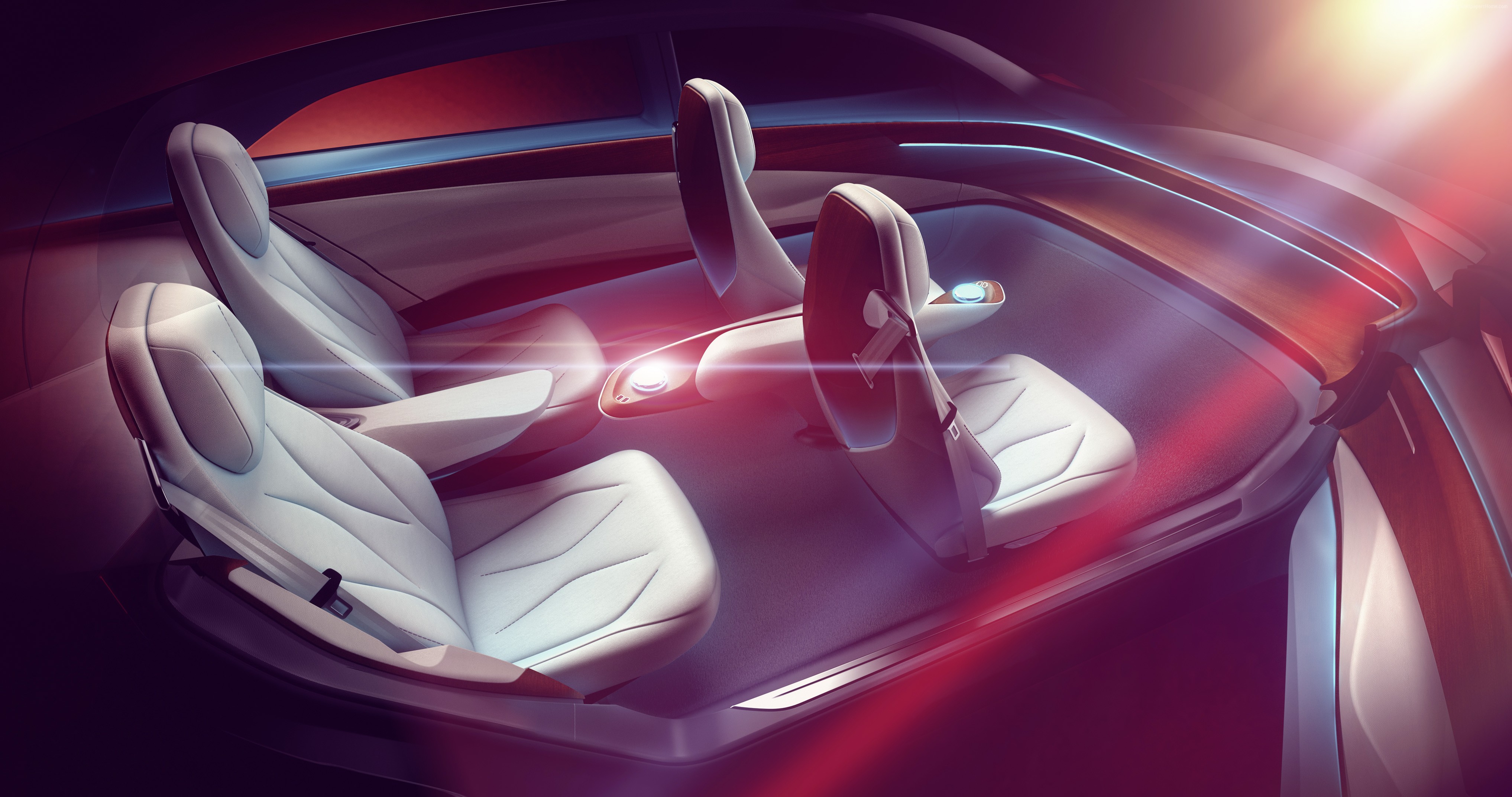 Volkswagen I.D. Vizzion electric car interior HD Wallpaper