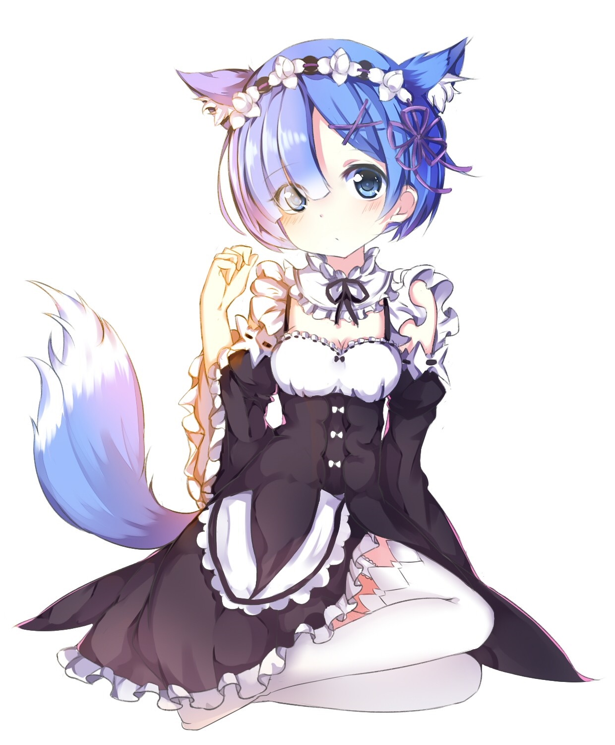 Rem from Re Zero as a catgirl maid HD Wallpaper
