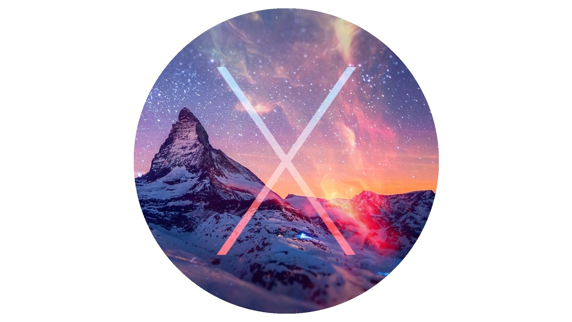 Mountain peak under starry sky with X logo HD Wallpaper