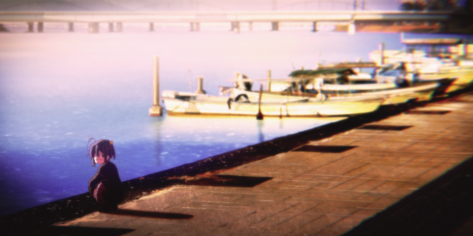 Takanashi Rikka from Chuunibyou demo Koi ga Shitai! sitting by the water HD Wallpaper