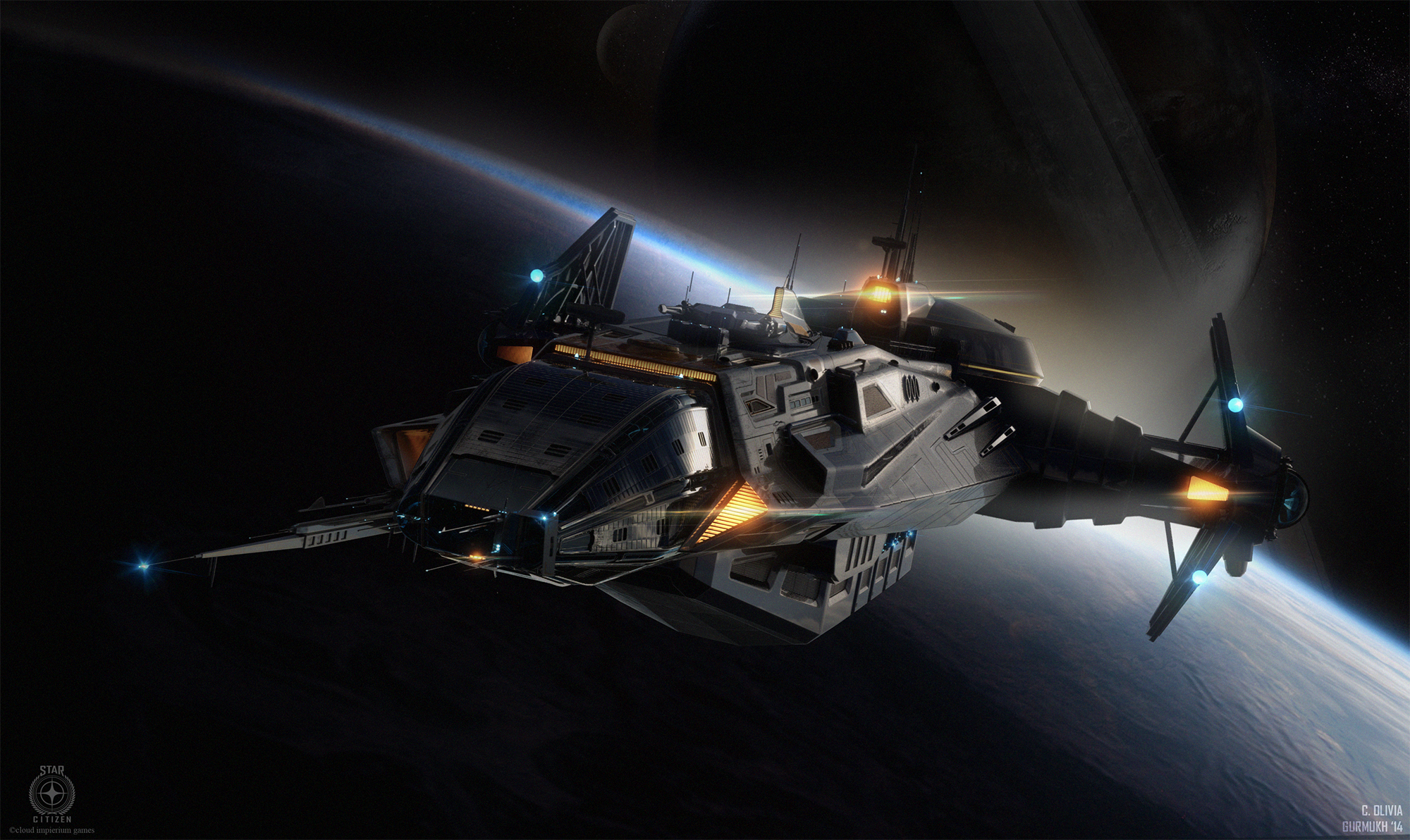 Anvil Carrack spaceship from Star Citizen in space HD Wallpaper