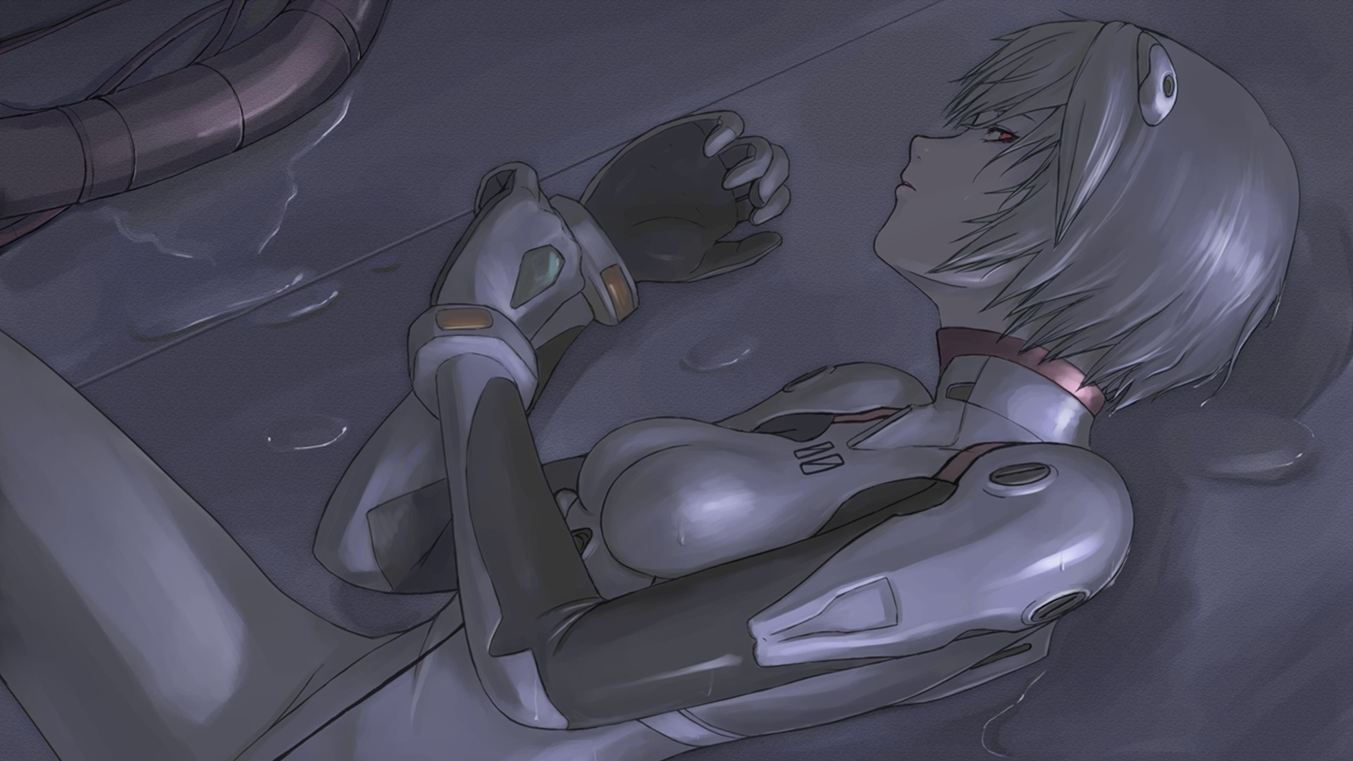 Rei Ayanami from Neon Genesis Evangelion lying down HD Wallpaper