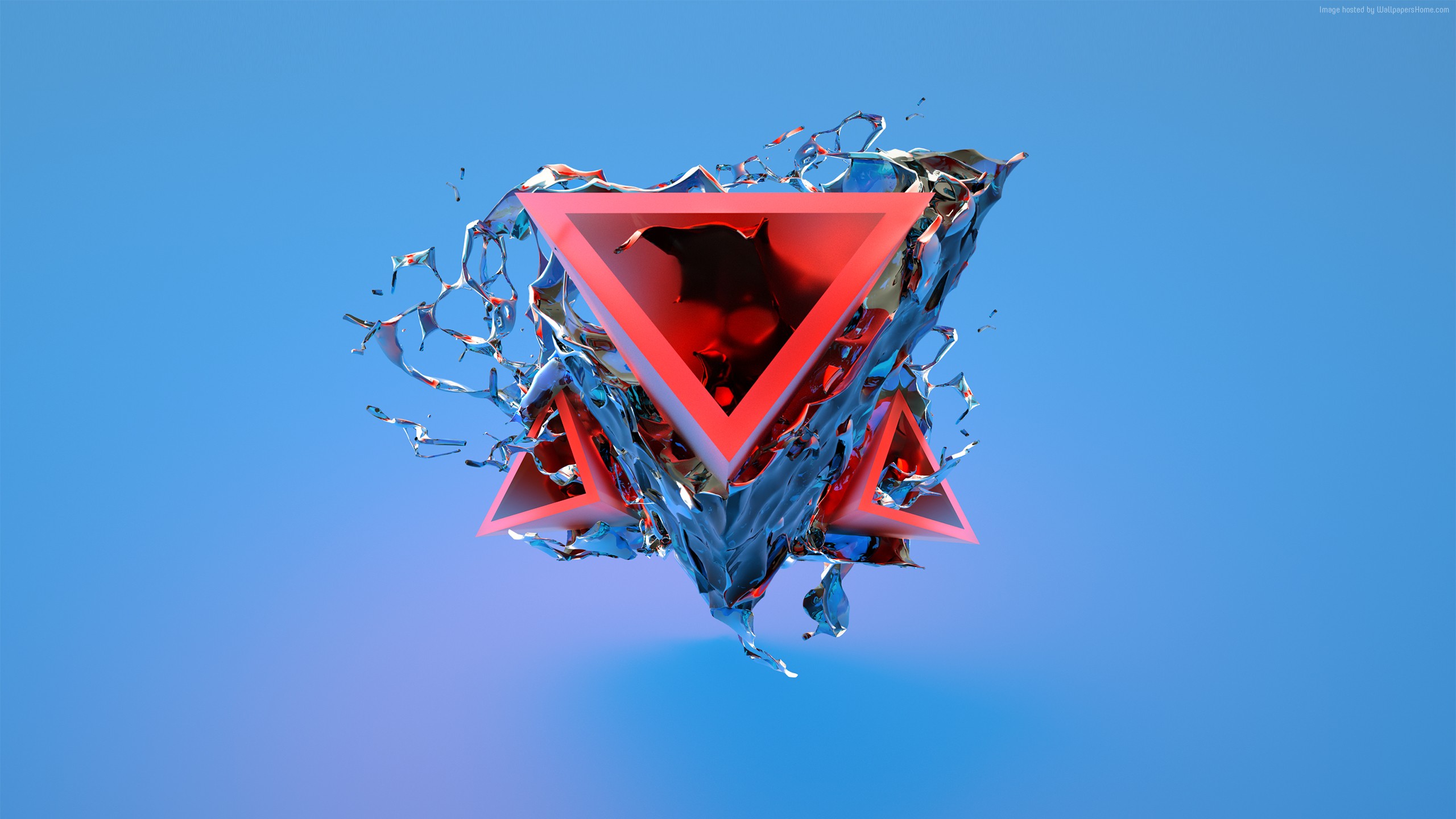 Red triangles with liquid splash HD Wallpaper