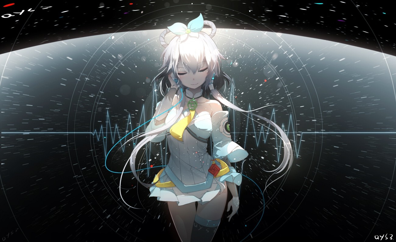 Luo Tianyi from Vocaloid China listening to music HD Wallpaper